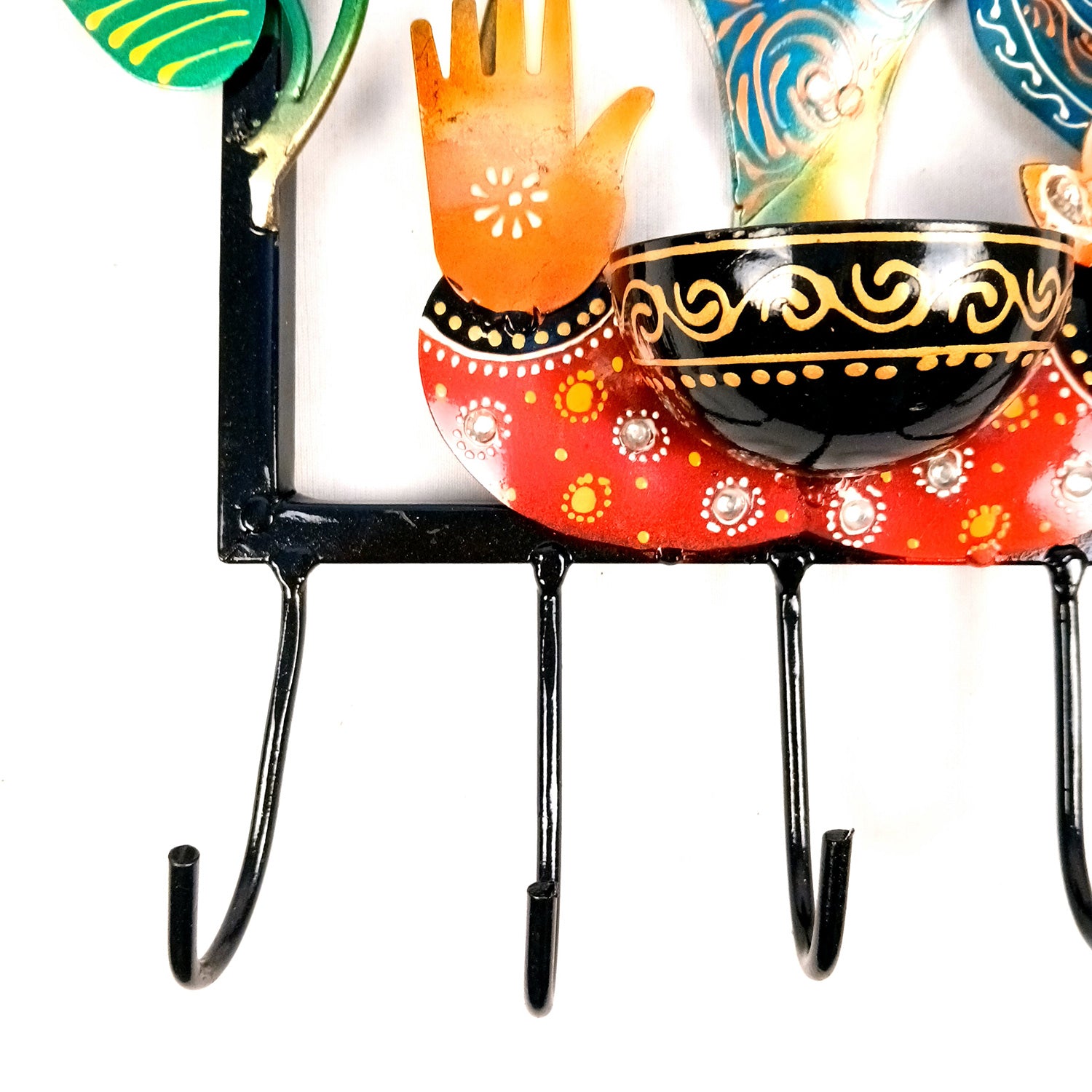 Buddha Key Holder With Candle tea Light Stand | Decorative Wall Hanging | Keys Organizer - for Home, Entrance, Office Decor & Gifts - 13 Inch - Apkamart #Colour_Multicolor