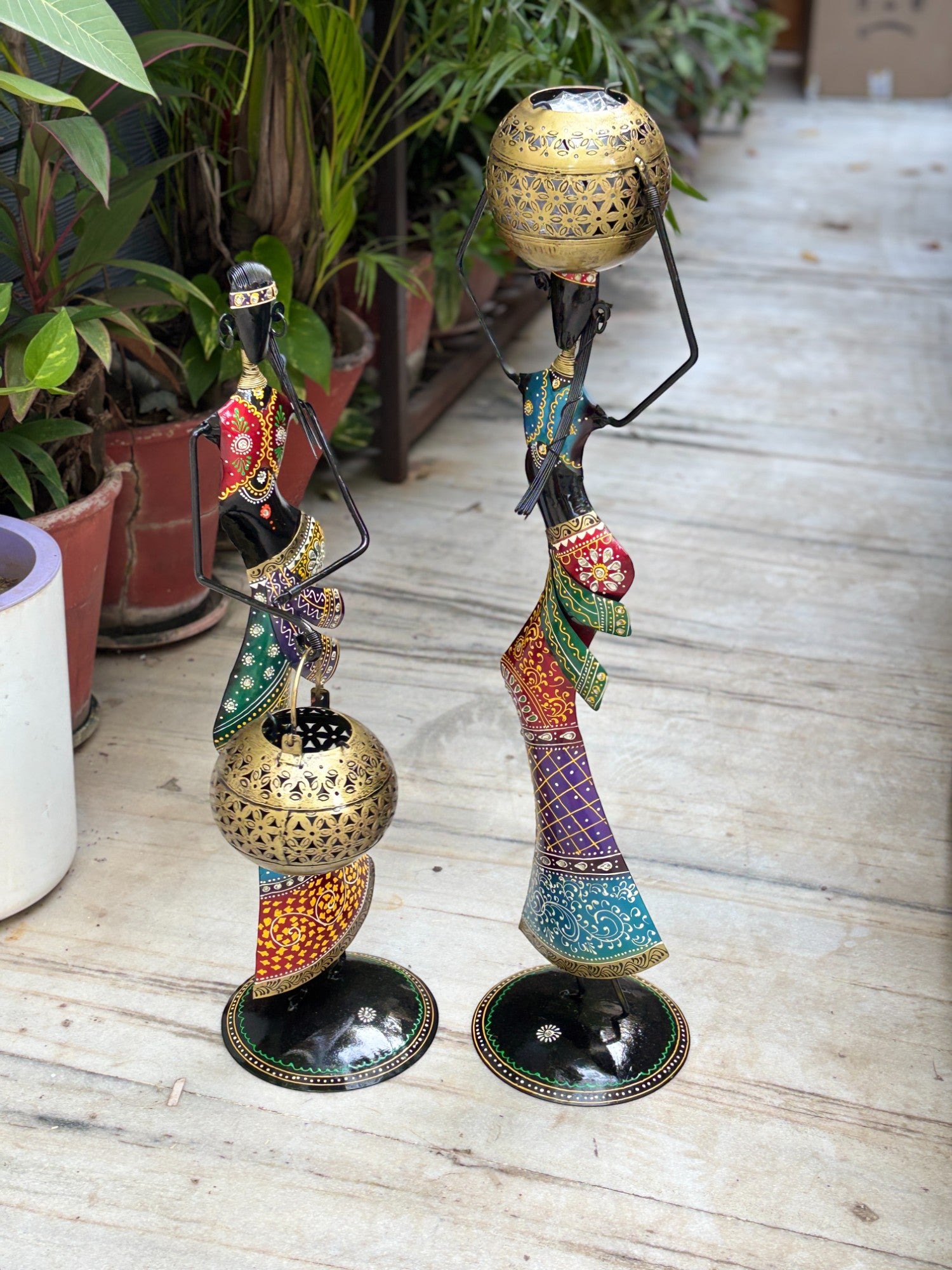 Candle Holder Set | Decorative Tealight Holders for Home Decor | Metal Candle Stand for Living Room, Bedroom, Dining Table & Gifting - 30 Inch (Set Of 2) - Apkamart