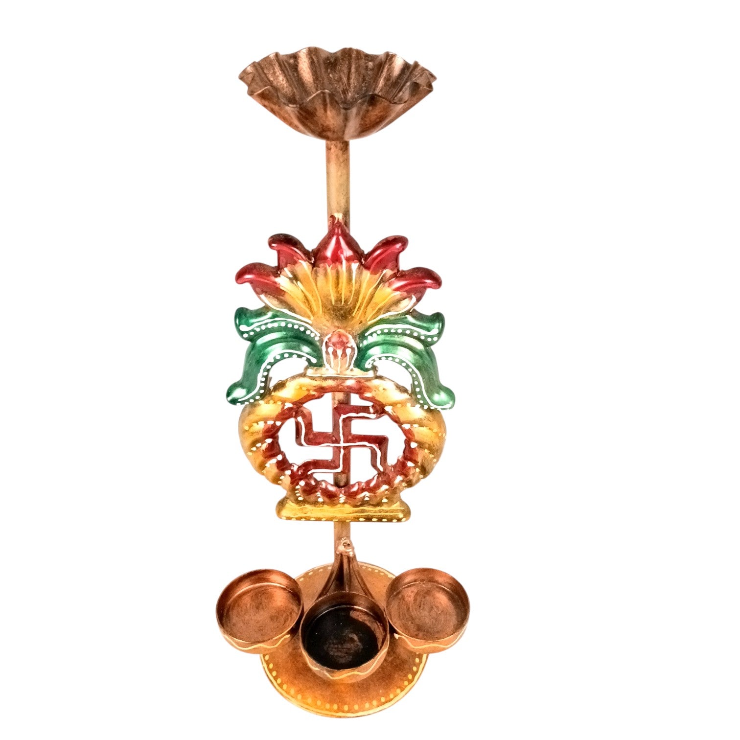 Candle Holder Swastik Design | Decorative Tealight Holder for Home Decor | Festival Candle Stand for Puja Room, Living Room & Gifting - 12 Inch - Apkamart