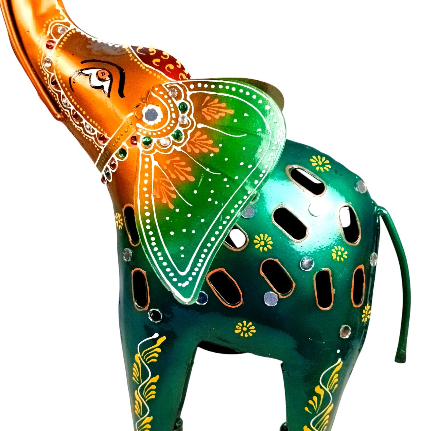 Elephant Showpiece Candle Holder| Decorative Elephant Figurine for Home, Living Room & Office | Handcrafted Elephant Statue for Table, Shelf & Gifting - 21 Inch - Apkamart