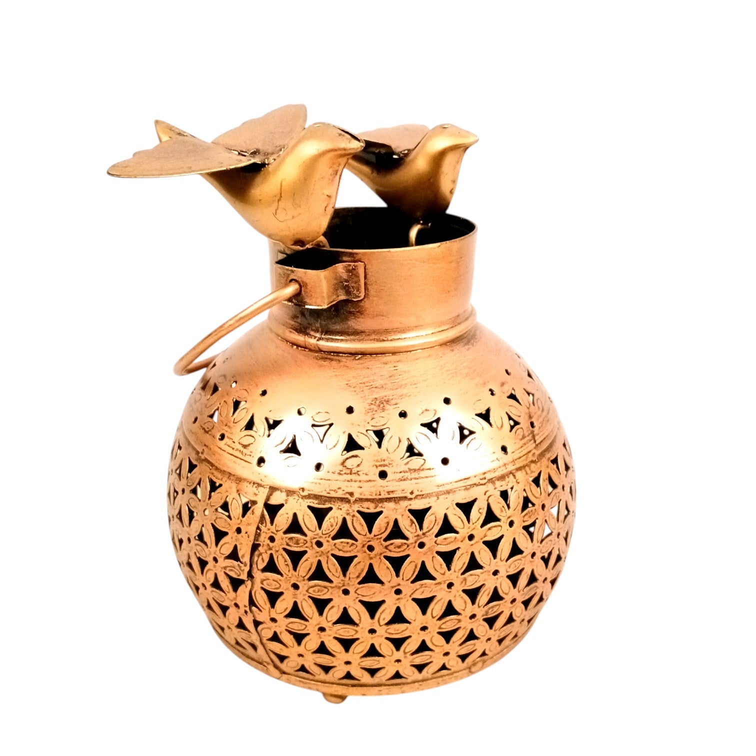 Decorative Hanging Tea Light Lantern with Cutwork Design | Shadow Effect Candle Stand for Home, Living Room & Festive Decoration- Candle Holder Combo – 9 Inch (Set Of 2) - Apkamart