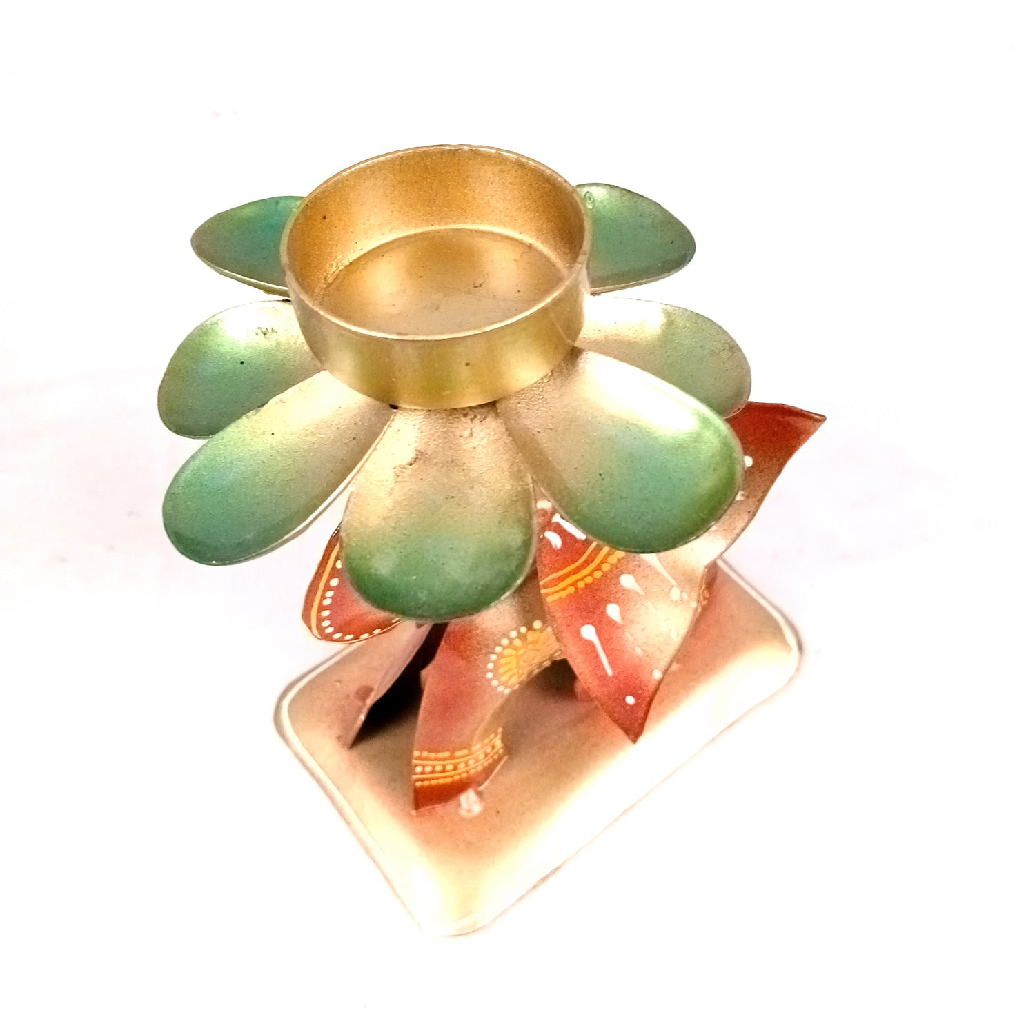 Elephant Tea Light Stand Showpiece | Decorative Candle Tealight Holder - for Home, Table, Living Room Decor | for Festival Decoration & Gifts - 6 Inch - Apkamart