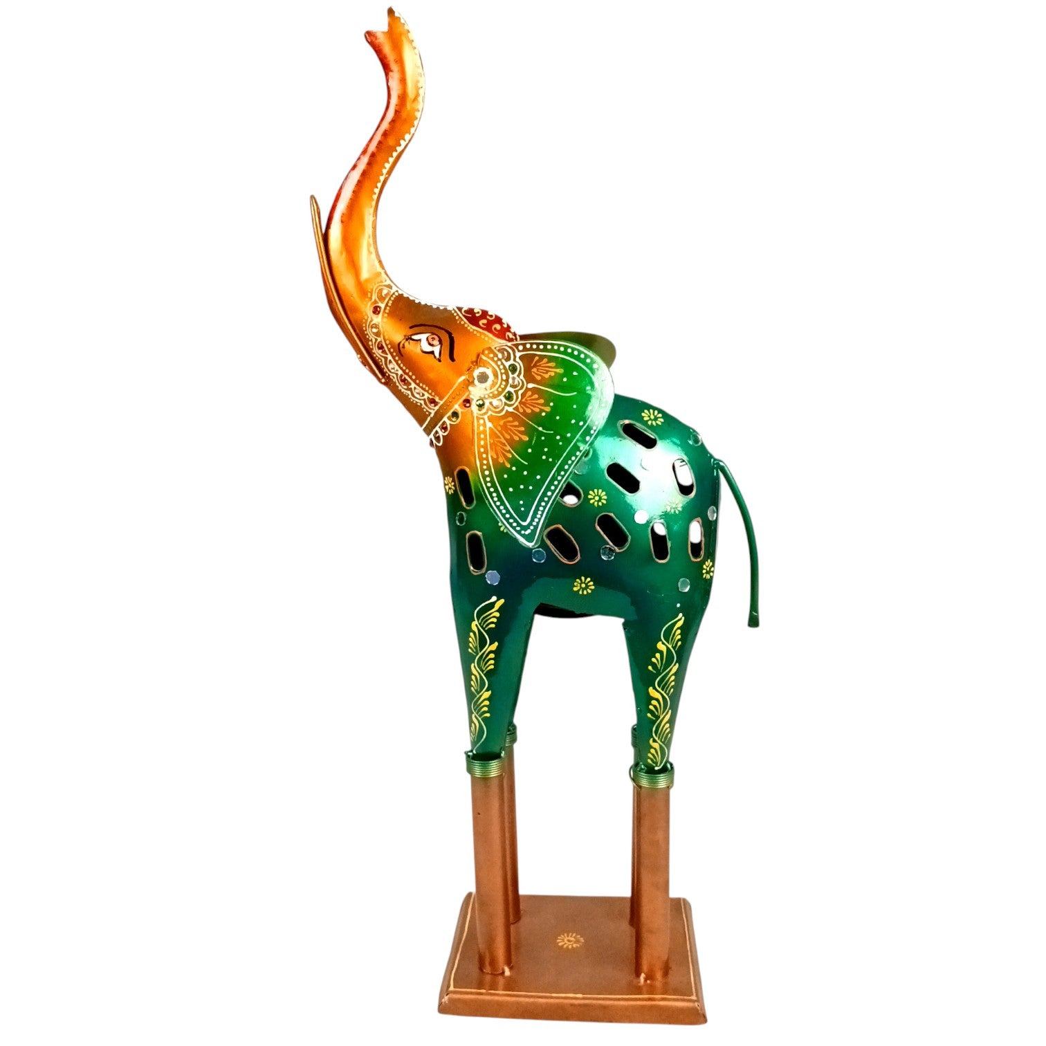 Elephant Showpiece Candle Holder| Decorative Elephant Figurine for Home, Living Room & Office | Handcrafted Elephant Statue for Table, Shelf & Gifting - 21 Inch - Apkamart