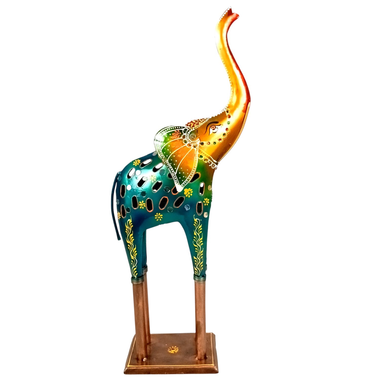 Elephant Showpiece & Candle Holder| Decorative Iron Elephant Figurine for Home, Living Room & Office | Handcrafted Elephant Statue for Table, Shelf & Gifting - 24 Inch - Apkamart