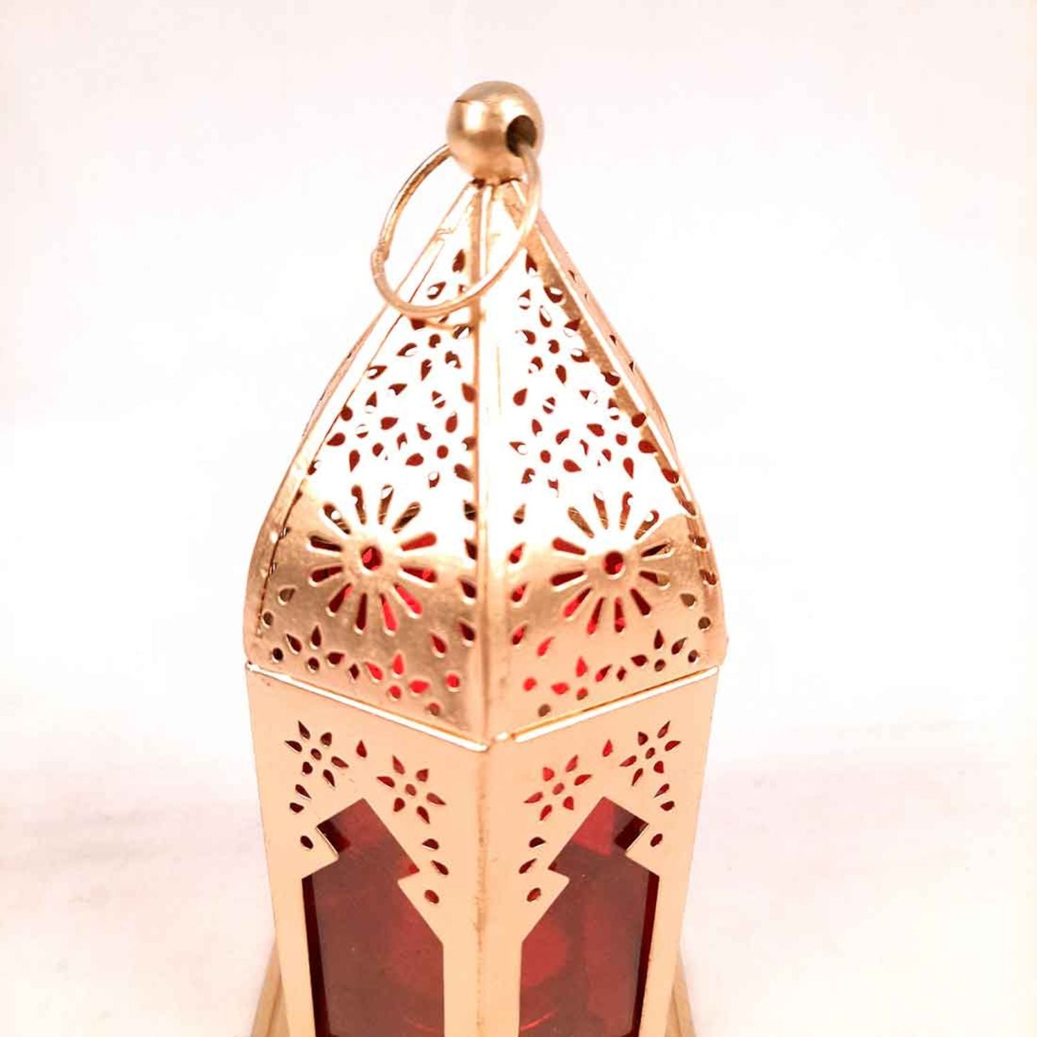 Moroccan Lantern Tea Light Holder | Antique Hanging Lantern Lamp for Living Room, Balcony, Home & Diwali Decoration - 7 Inch - Apkamart