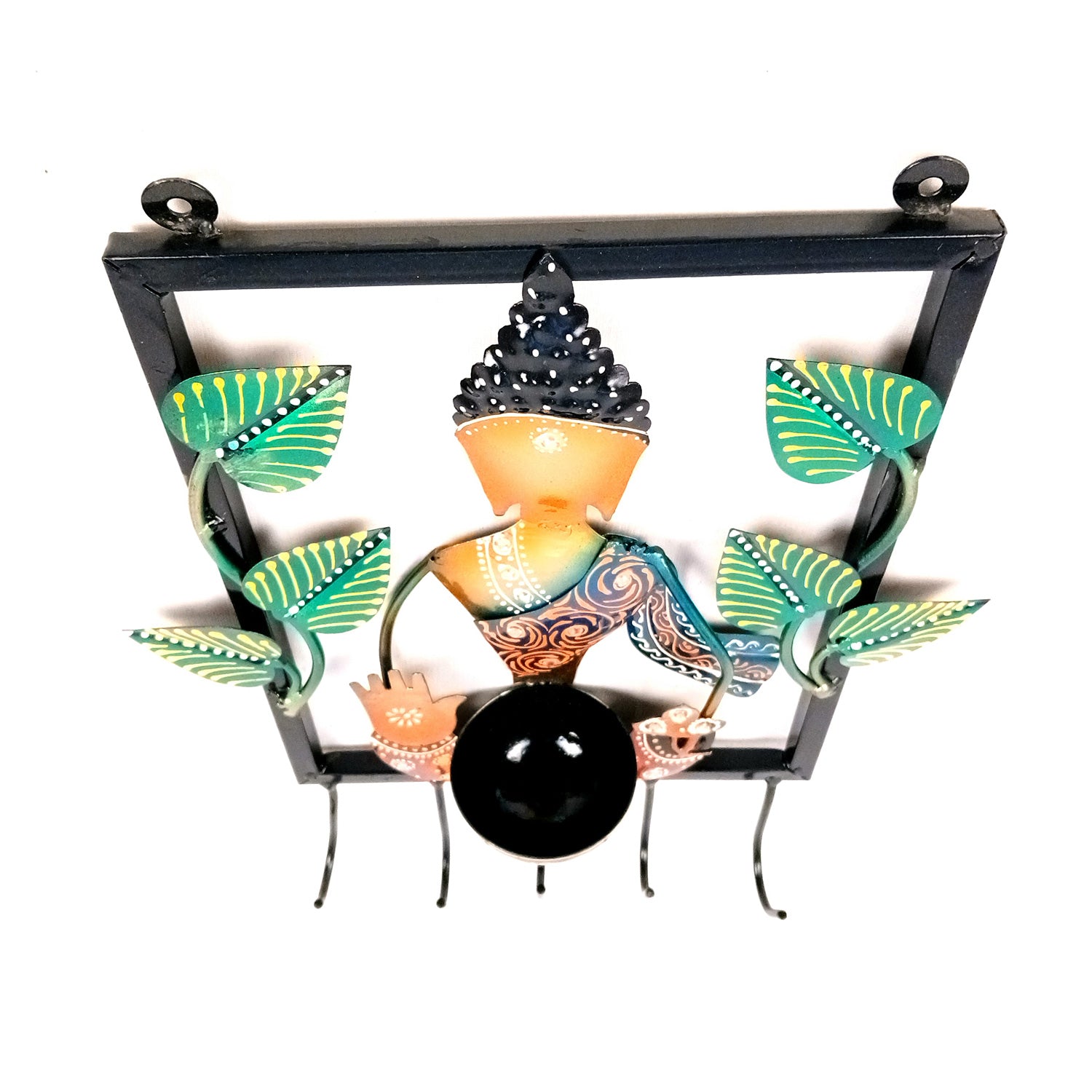 Buddha Key Holder With Candle tea Light Stand | Decorative Wall Hanging | Keys Organizer - for Home, Entrance, Office Decor & Gifts - 13 Inch - Apkamart #Colour_Multicolor