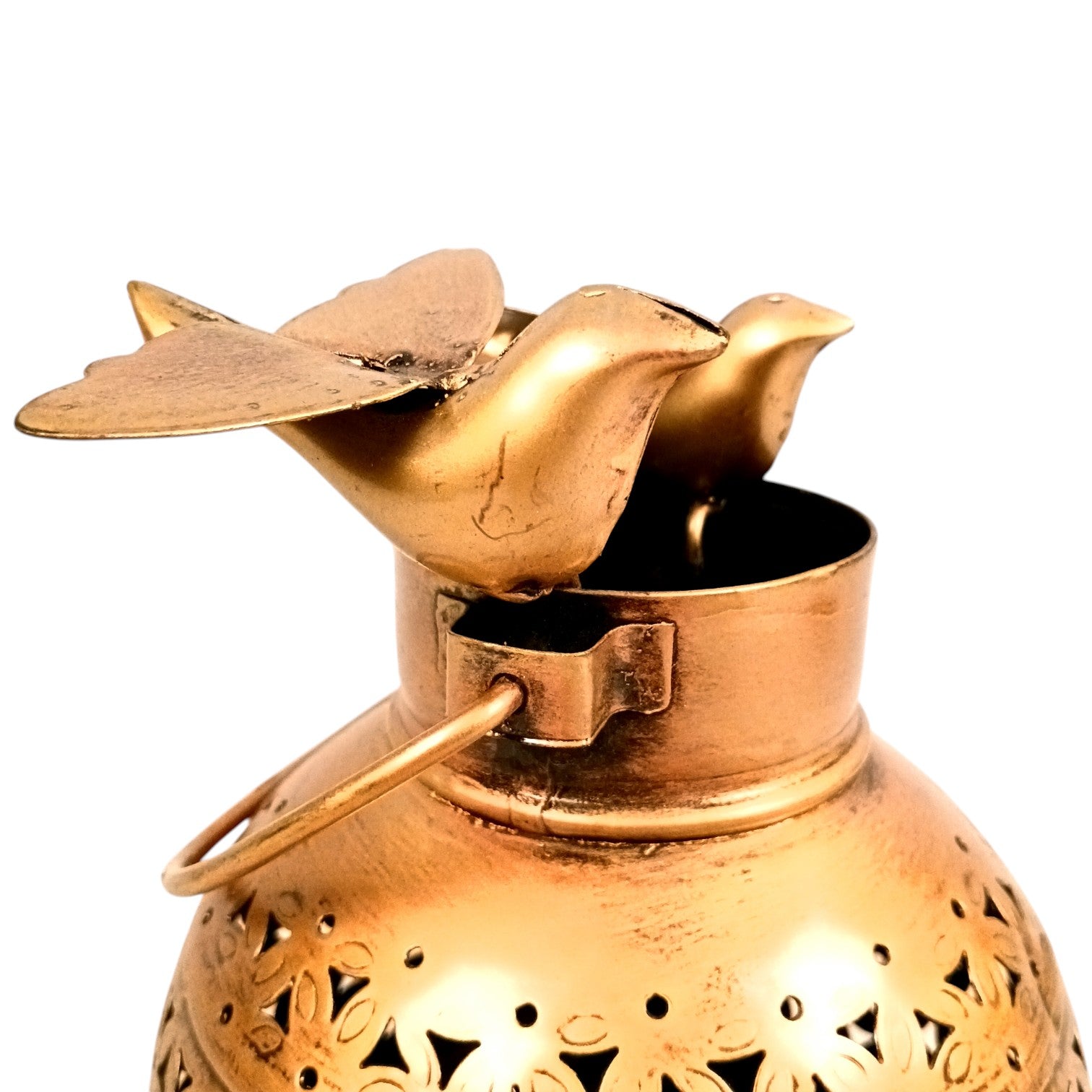 Decorative Hanging Tea Light Lantern with Cutwork Design | Shadow Effect Candle Stand for Home, Living Room & Festive Decoration- Candle Holder Combo – 9 Inch (Set Of 2) - Apkamart