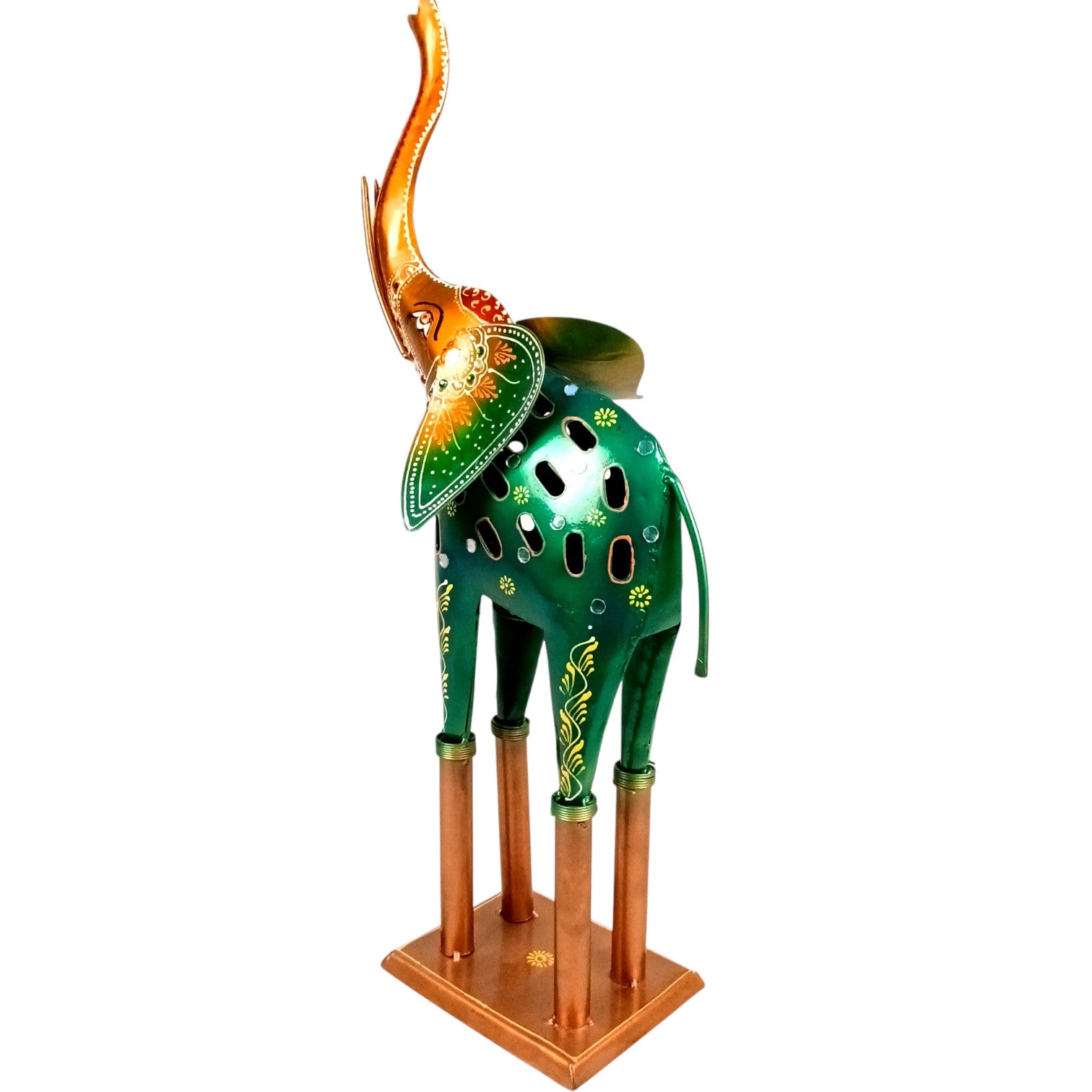 Elephant Showpiece Candle Holder| Decorative Elephant Figurine for Home, Living Room & Office | Handcrafted Elephant Statue for Table, Shelf & Gifting - 21 Inch - Apkamart