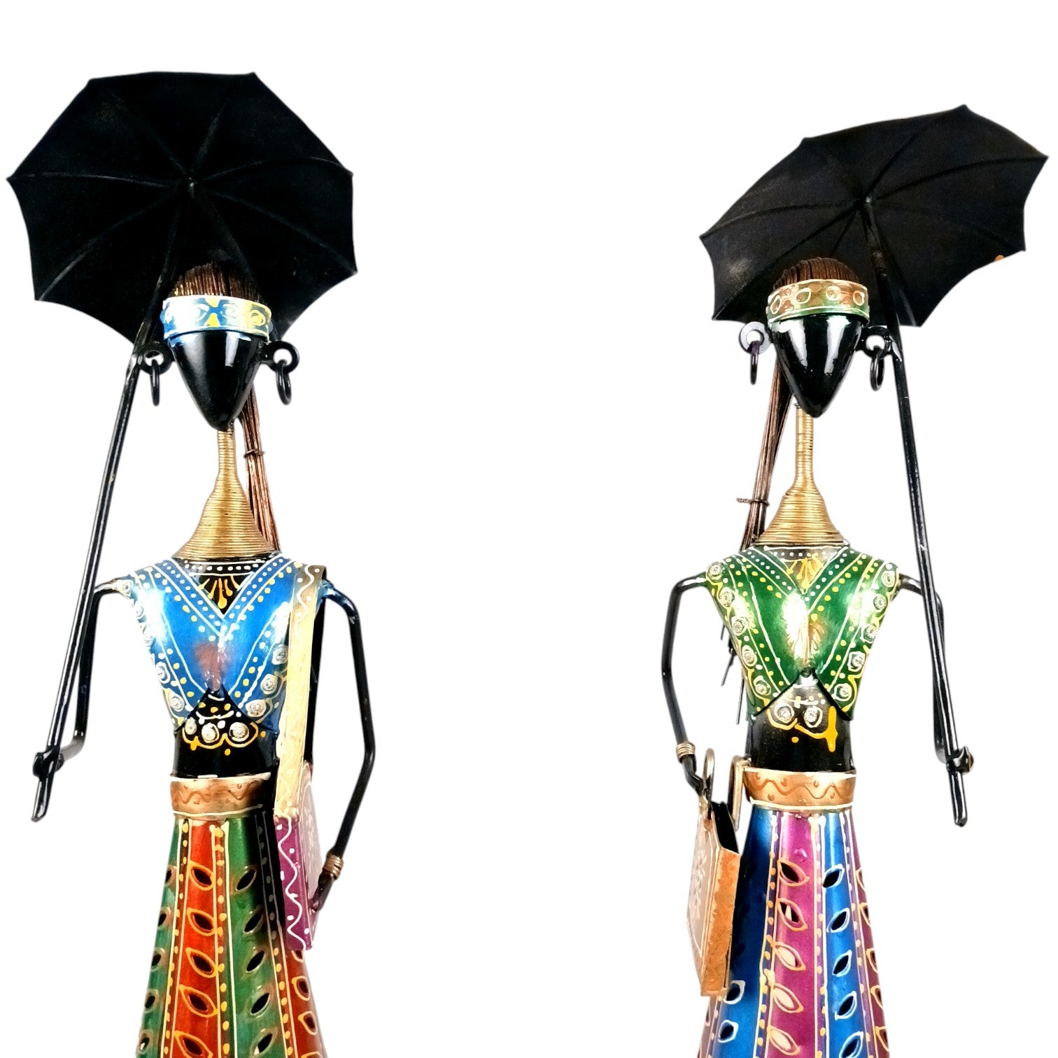 Ladies Showpiece Candle Holder Set | Decorative Metal Tealight Holder Figurines for Home Decor, Living Room, Bedroom & Gifting - 27 Inch (Set Of 2) - Apkamart