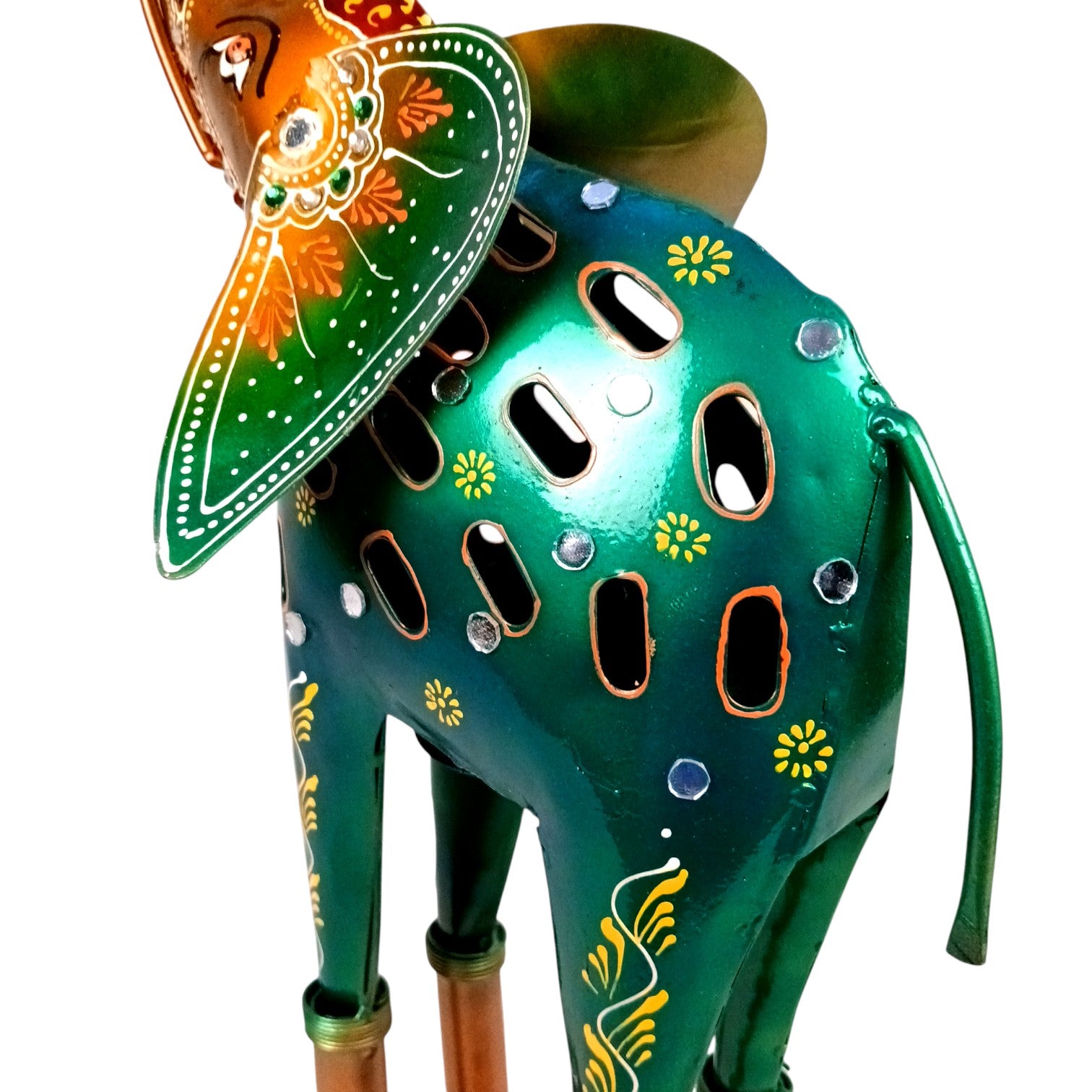 Elephant Showpiece Candle Holder| Decorative Elephant Figurine for Home, Living Room & Office | Handcrafted Elephant Statue for Table, Shelf & Gifting - 21 Inch - Apkamart