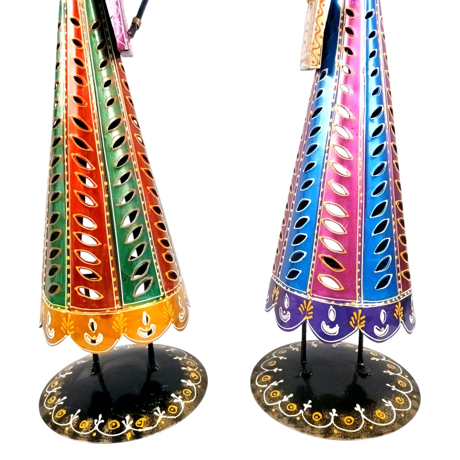 Ladies Showpiece Candle Holder Set | Decorative Metal Tealight Holder Figurines for Home Decor, Living Room, Bedroom & Gifting - 27 Inch (Set Of 2) - Apkamart