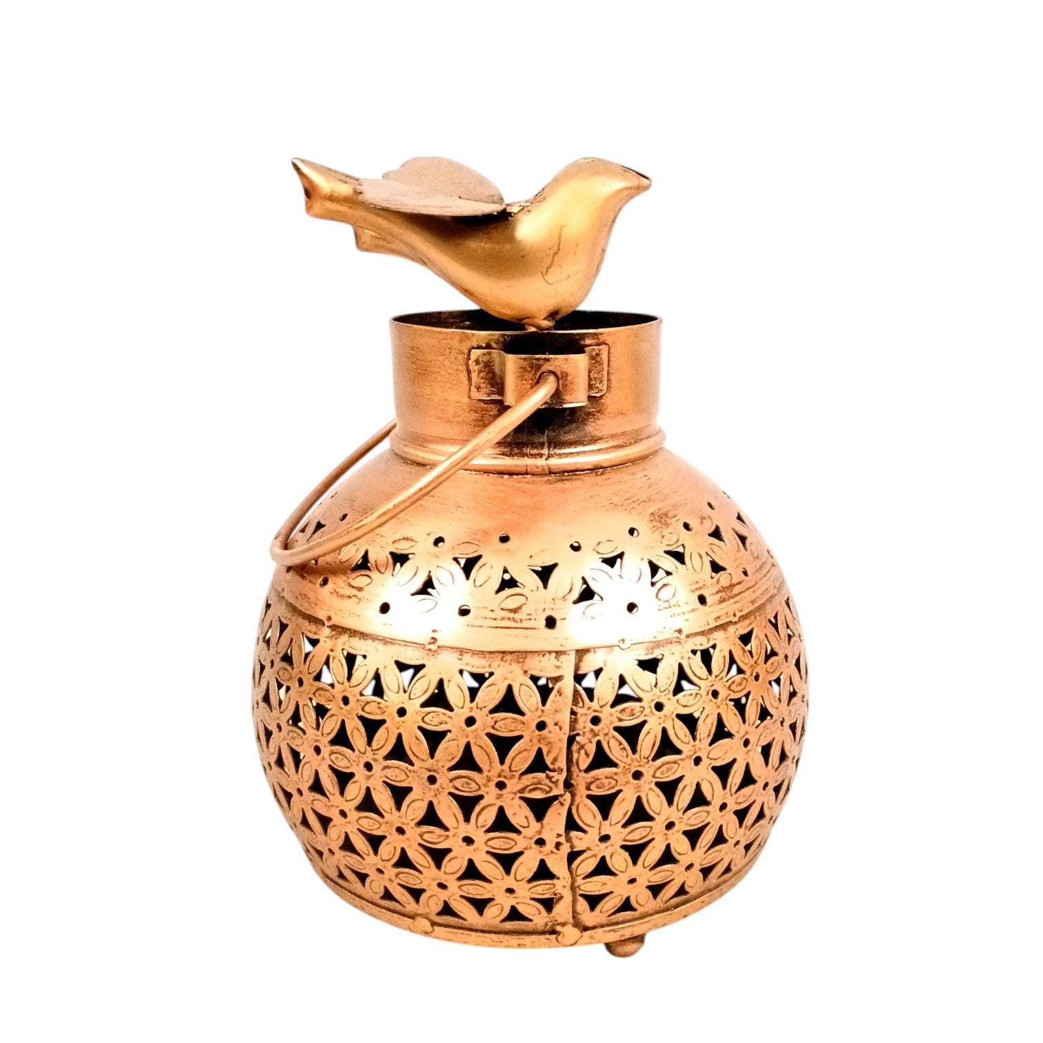 Hanging Tea Light Candle Holder | Decorative Hanging Lantern with Cutwork Design – Shadow Effect Candle Stand for Home, Balcony, Living Room & Festive Decoration - 7 Inch - Apkamart