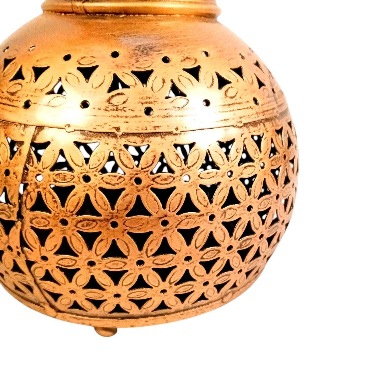 Decorative Hanging Tea Light Lantern with Cutwork Design | Shadow Effect Candle Stand for Home, Living Room & Festive Decoration- Candle Holder Combo – 9 Inch (Set Of 2) - Apkamart