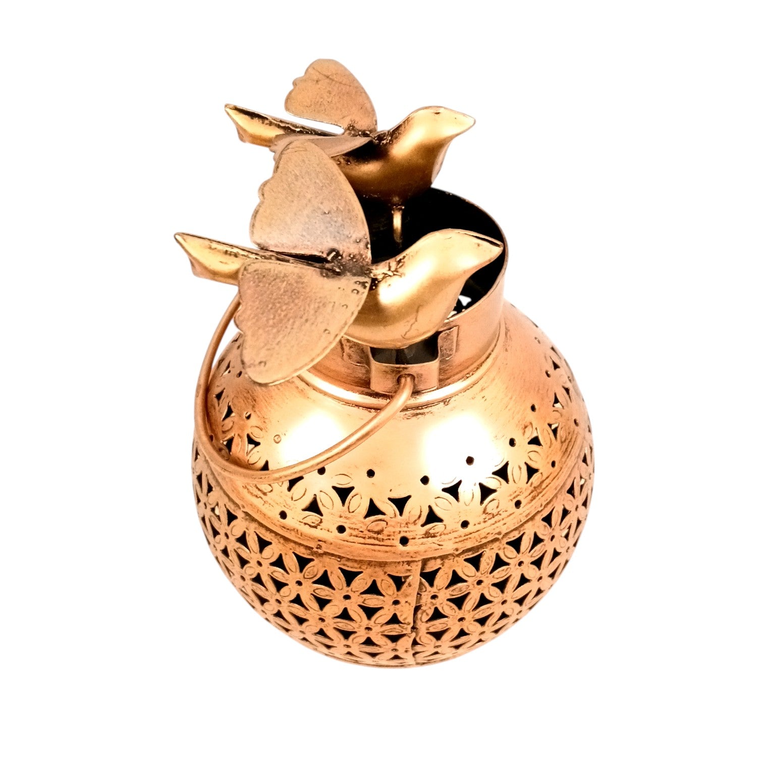 Hanging Tea Light Candle Holder | Decorative Hanging Lantern with Cutwork Design – Shadow Effect Candle Stand for Home, Balcony, Living Room & Festive Decoration - 7 Inch - Apkamart