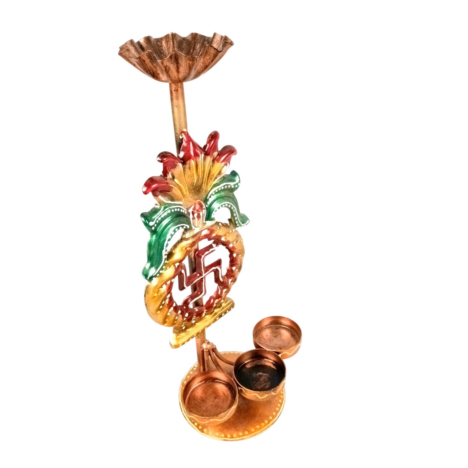 Candle Holder Swastik Design | Decorative Tealight Holder for Home Decor | Festival Candle Stand for Puja Room, Living Room & Gifting - 12 Inch - Apkamart