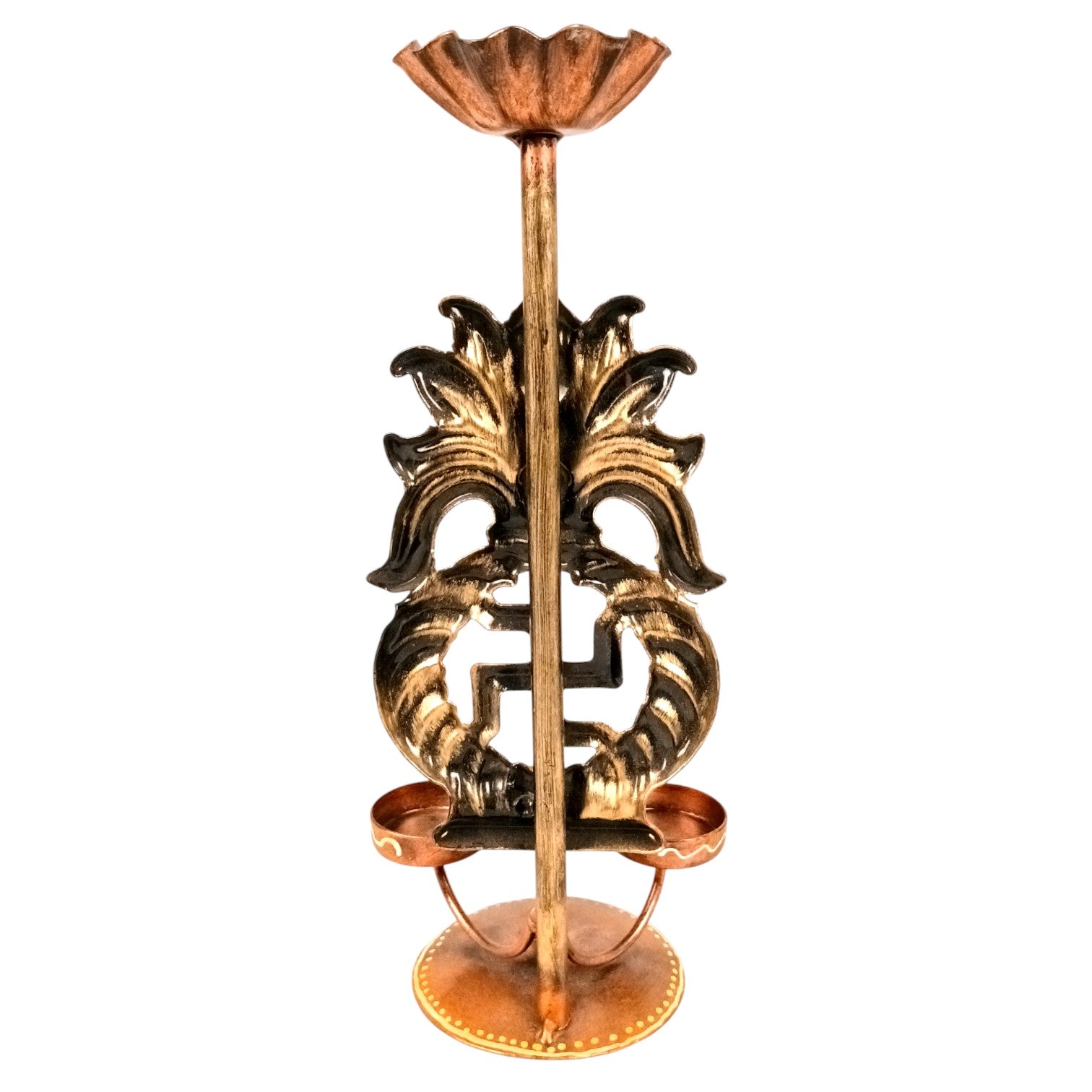 Candle Holder Swastik Design | Decorative Tealight Holder for Home Decor | Festival Candle Stand for Puja Room, Living Room & Gifting - 12 Inch - Apkamart