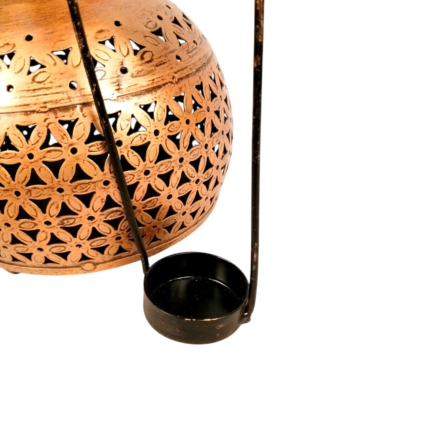 Hanging Tea Light Candle Holder | Decorative Hanging Lantern with Cutwork Design – Shadow Effect Candle Stand for Home, Balcony, Living Room & Festive Decoration - 7 Inch - Apkamart