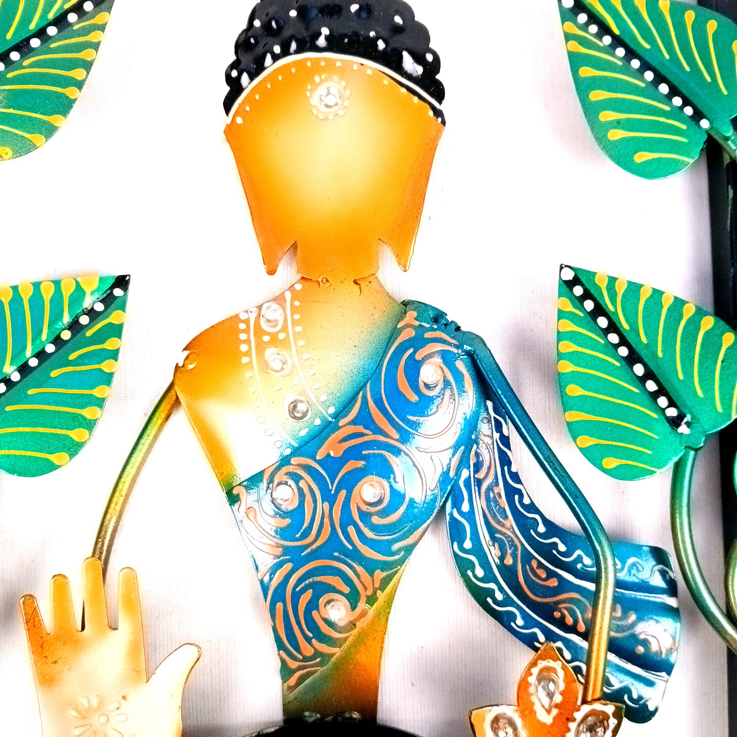 Buddha Key Holder With Candle tea Light Stand | Decorative Wall Hanging | Keys Organizer - for Home, Entrance, Office Decor & Gifts - 13 Inch - Apkamart #Colour_Multicolor