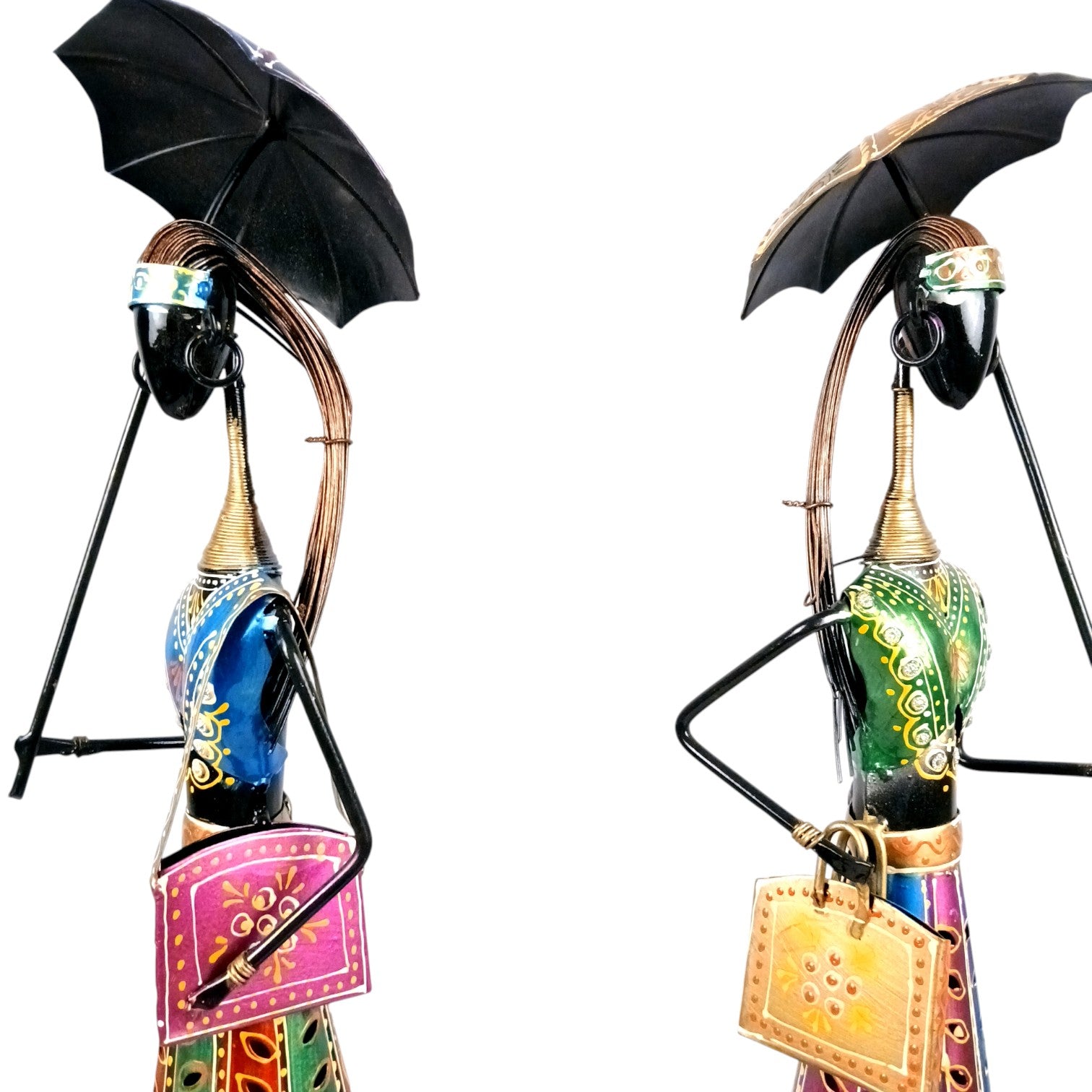 Ladies Showpiece Candle Holder Set | Decorative Metal Tealight Holder Figurines for Home Decor, Living Room, Bedroom & Gifting - 27 Inch (Set Of 2) - Apkamart