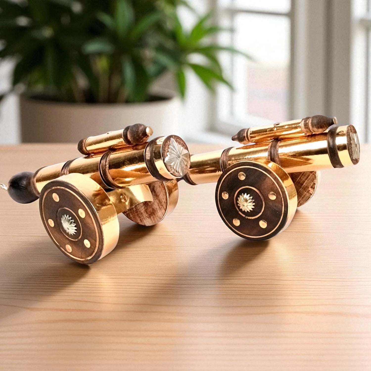 Cannon Showpiece | Vintage Cannon Model | Wooden Antique Decorative Figurine - for Table Decor, Home Decor and Gifts - 12 Inch (Pack Of 2) - Apkamart