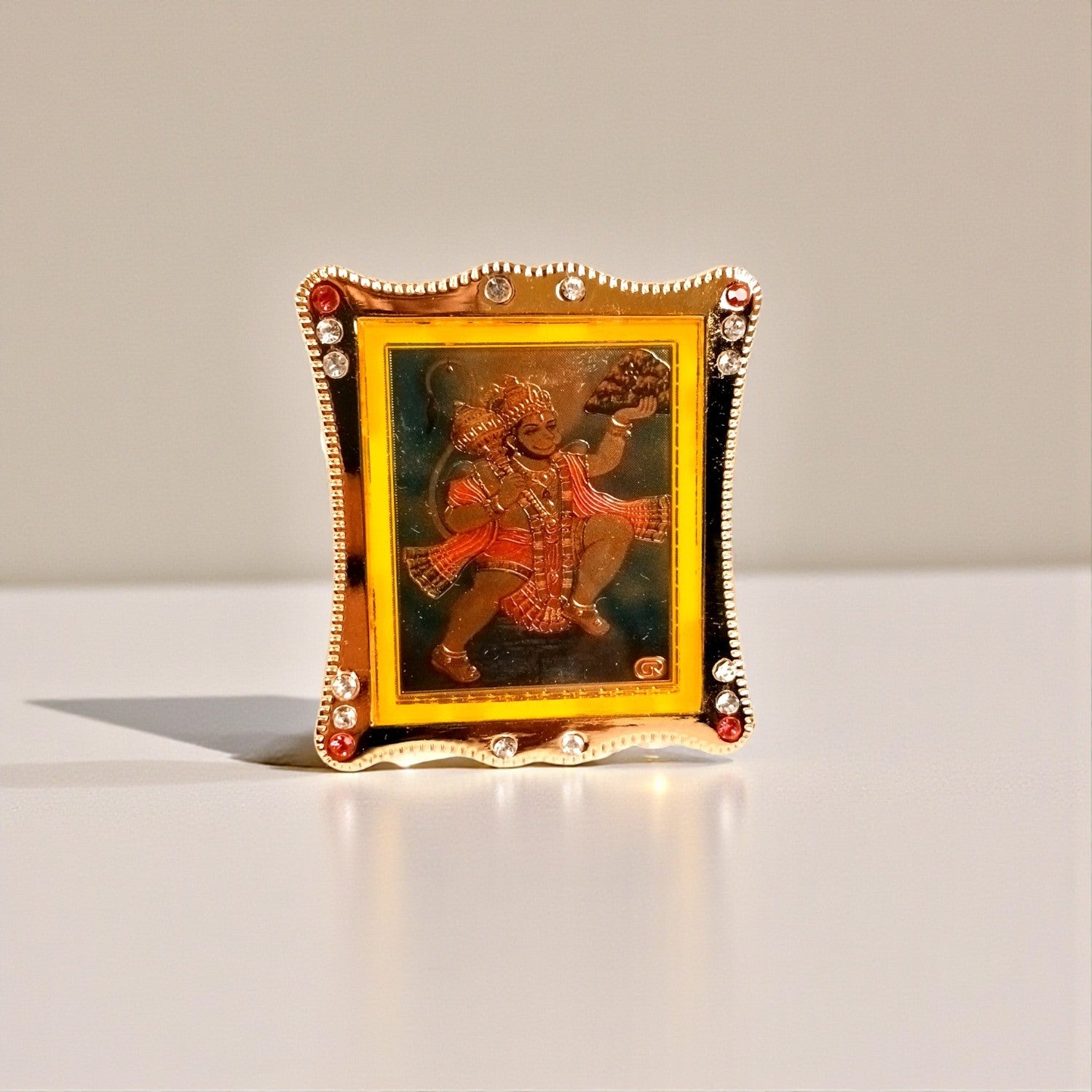 Hanuman Ji Car Dashboard Frame | Lord Hanuman Mini Photo Frame for Car Dashboard | Self Adhesive Religious Car Decor for Travel Protection - 3 Inch - Apkamart