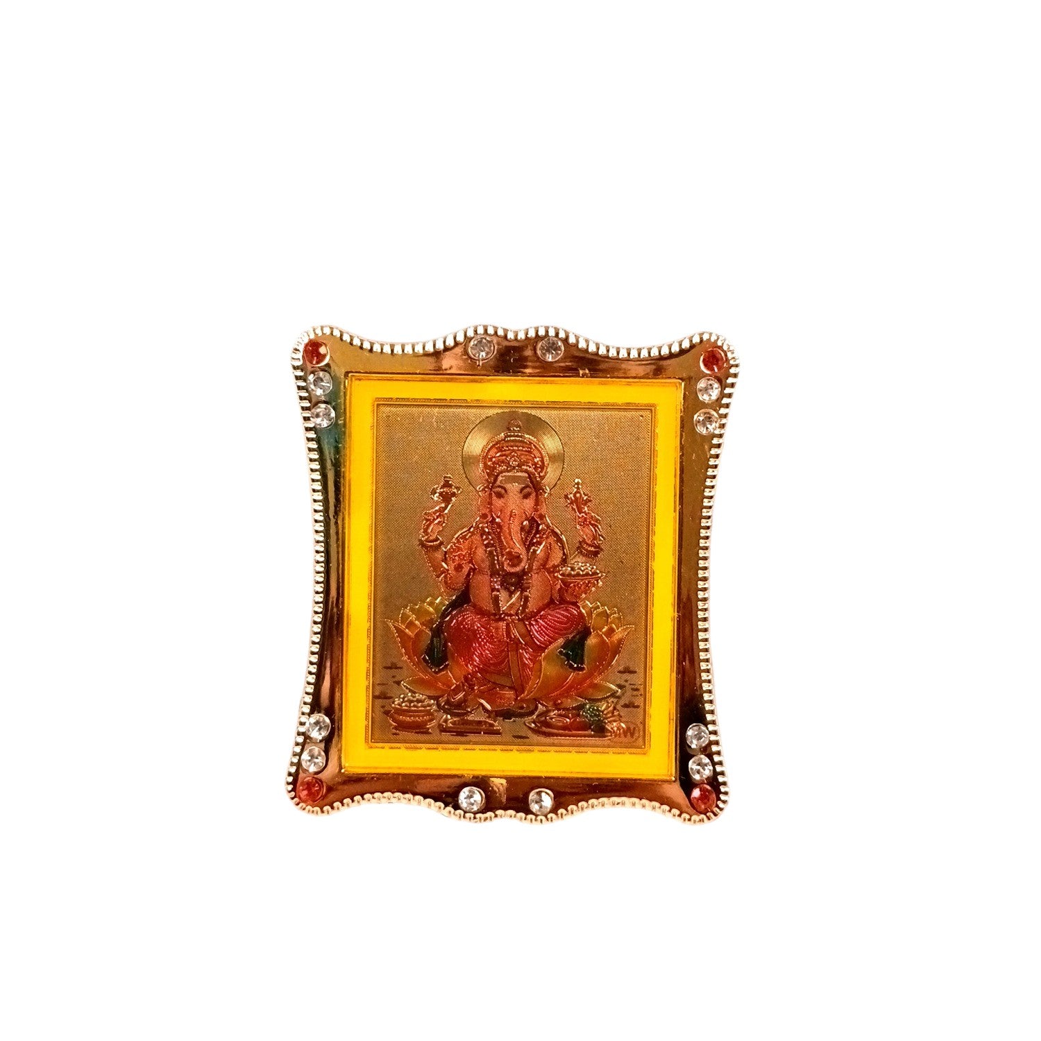 Ganesh Ji Car Dashboard Frame | Lord Ganesh Mini Photo Frame for Car Dashboard | Self Adhesive Religious Car Decor & Travel Protection - 3 Inch - Apkamart