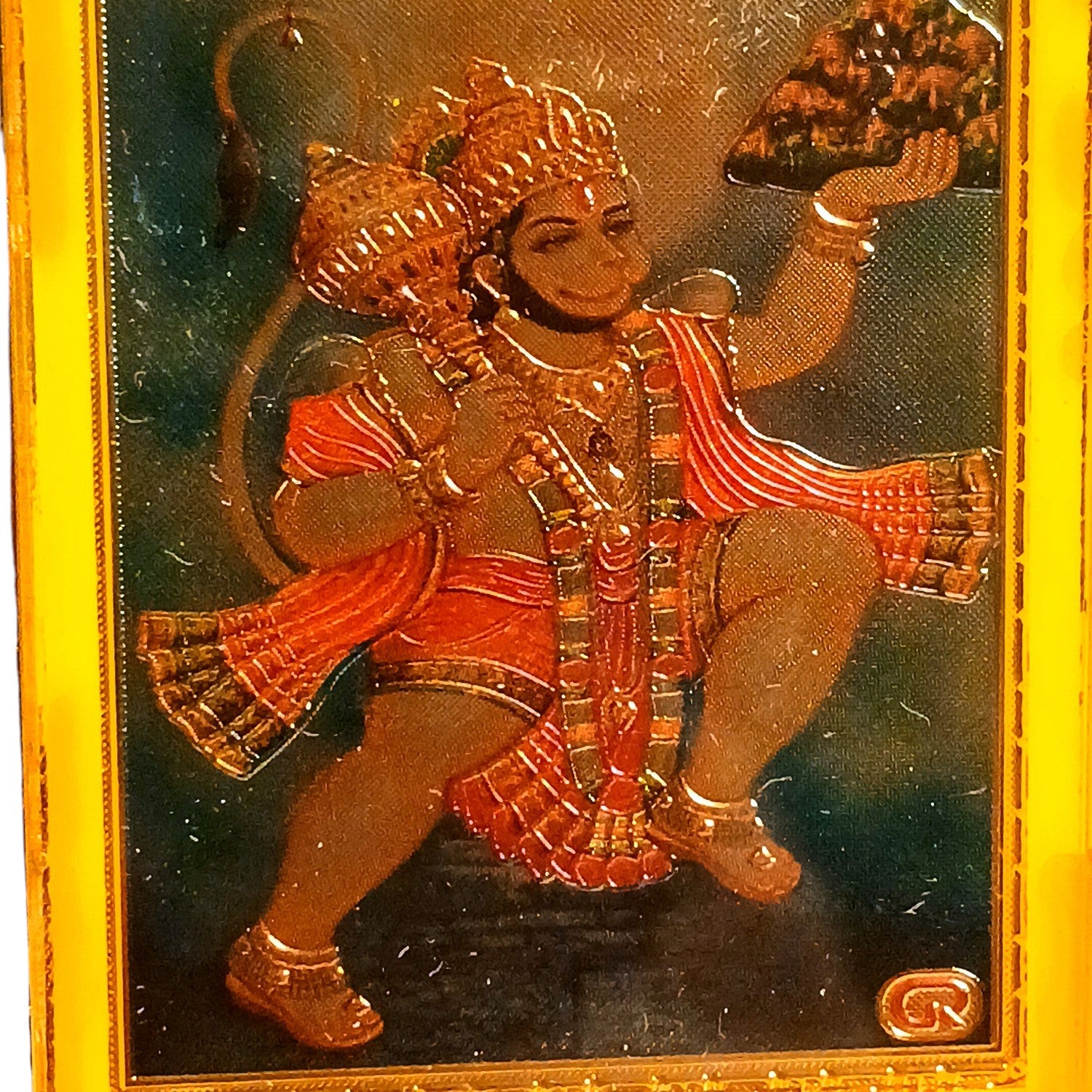 Hanuman Ji Car Dashboard Frame | Lord Hanuman Mini Photo Frame for Car Dashboard | Self Adhesive Religious Car Decor for Travel Protection - 3 Inch - Apkamart