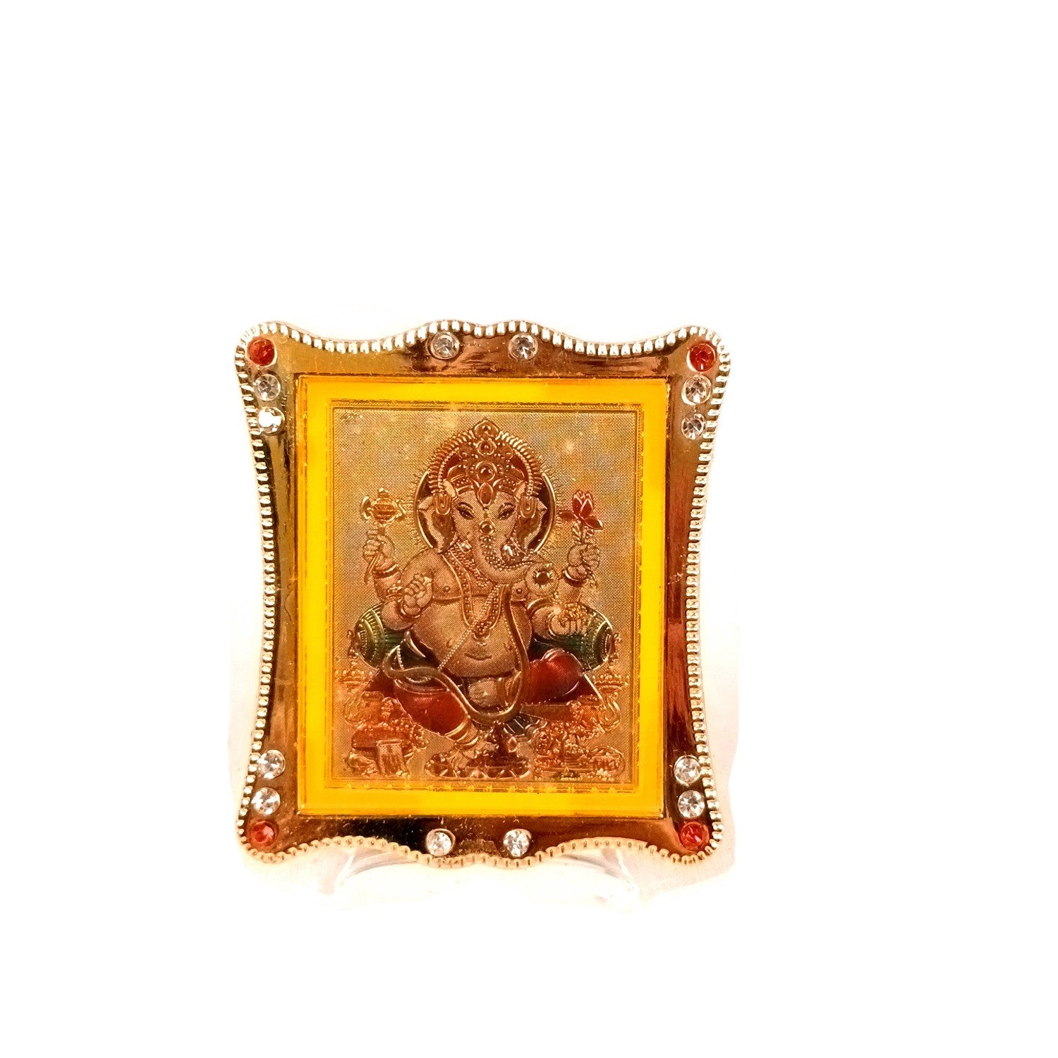Ganesh Ji Car Dashboard Frame | Lord Ganesh Mini Photo Frame for Car Dashboard | Self Adhesive Religious Car Decor & Travel Accessory - 3 Inch - Apkamart