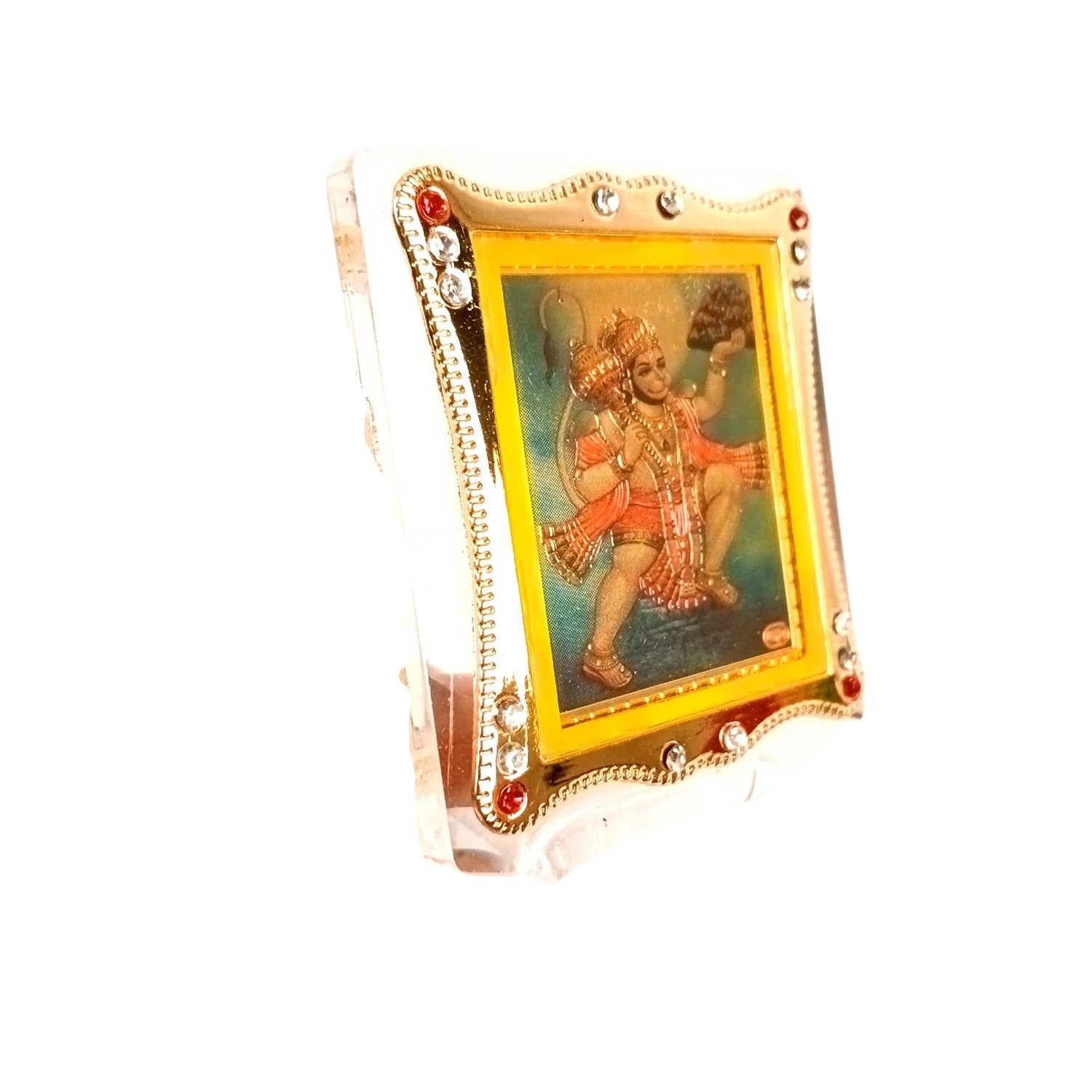 Hanuman Ji Car Dashboard Frame | Lord Hanuman Mini Photo Frame for Car Dashboard | Self Adhesive Religious Car Decor for Travel Protection - 3 Inch - Apkamart