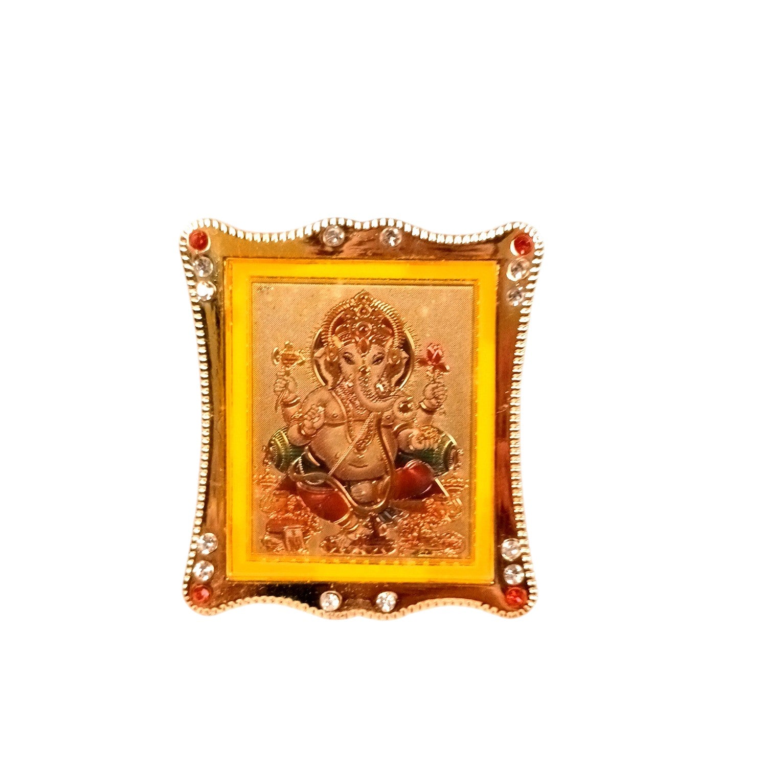 Ganesh Ji Car Dashboard Frame | Lord Ganesh Mini Photo Frame for Car Dashboard | Self Adhesive Religious Car Decor & Travel Accessory - 3 Inch - Apkamart