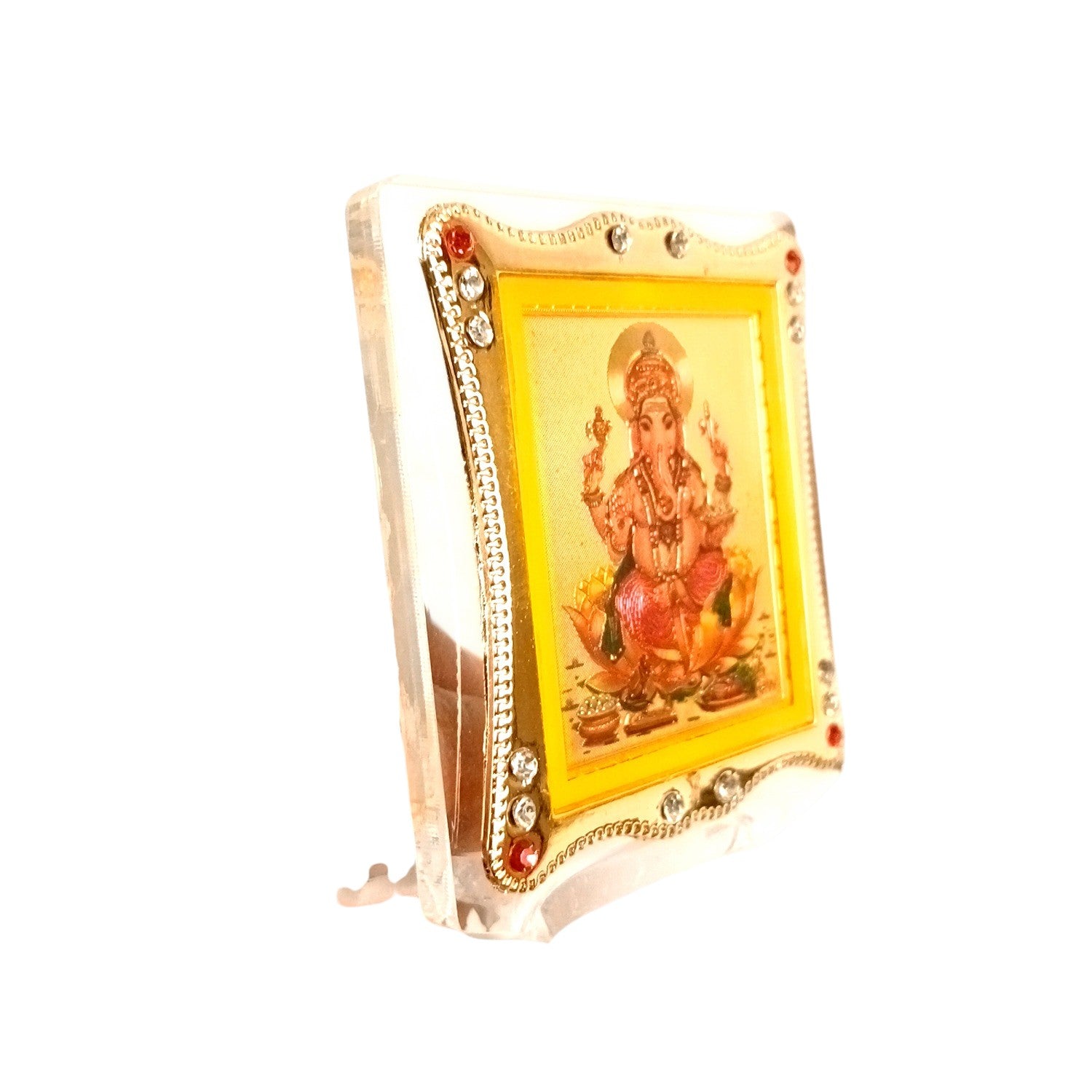 Ganesh Ji Car Dashboard Frame | Lord Ganesh Mini Photo Frame for Car Dashboard | Self Adhesive Religious Car Decor & Travel Protection - 3 Inch - Apkamart