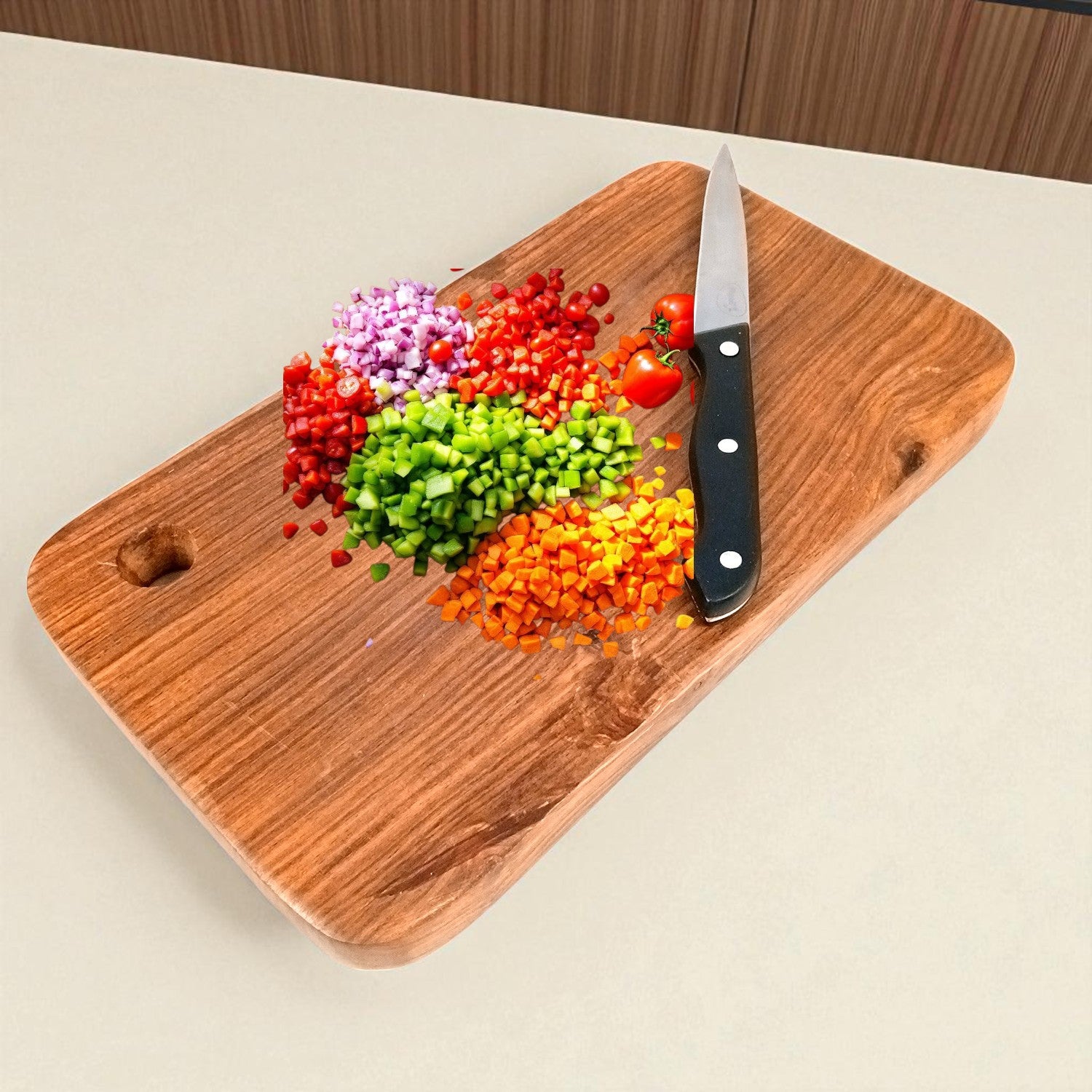 Wooden Chopping Cutting Board for Kitchen Vegetables, Fruits & Cheese | Serving Board, Platter | Reversible Cutting Board - 12 Inch - Apkamart