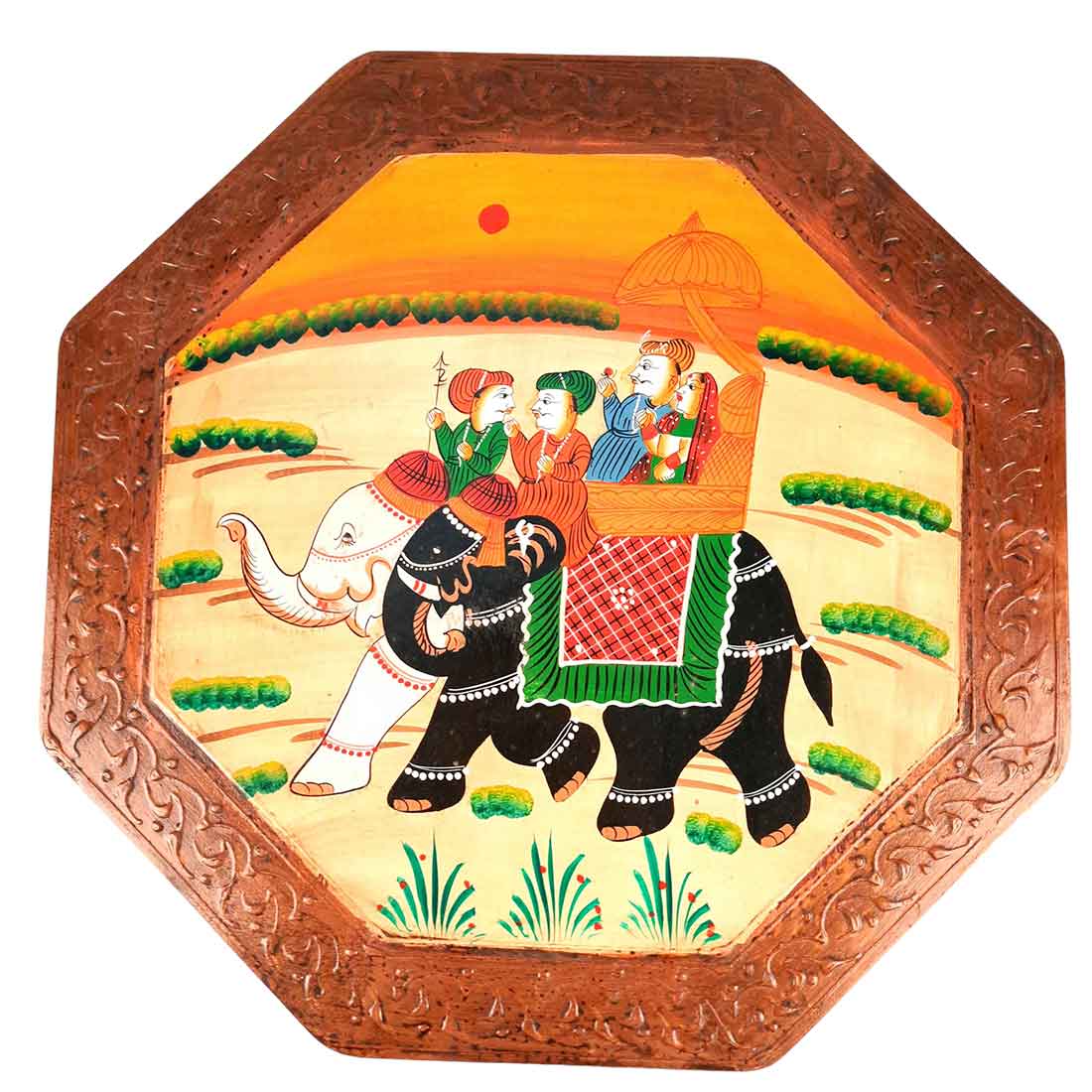 Wood Chowki Bajot - Chowki Table For Sitting & Home decor - 18 Inch - Apkamart #style_pack of 2