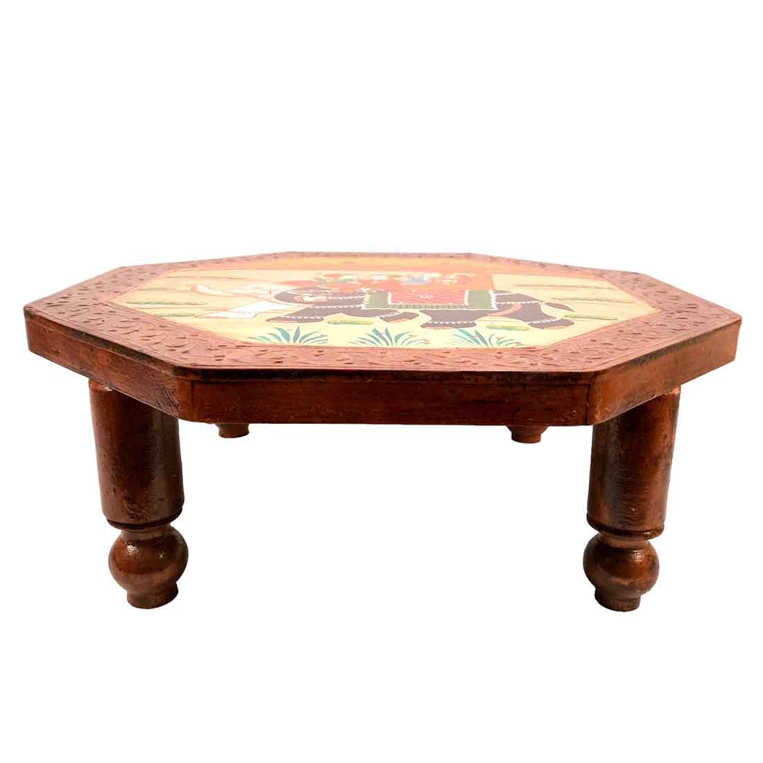 Wood Chowki Bajot - Chowki Table For Sitting & Home decor - 18 Inch - Apkamart #style_pack of 1