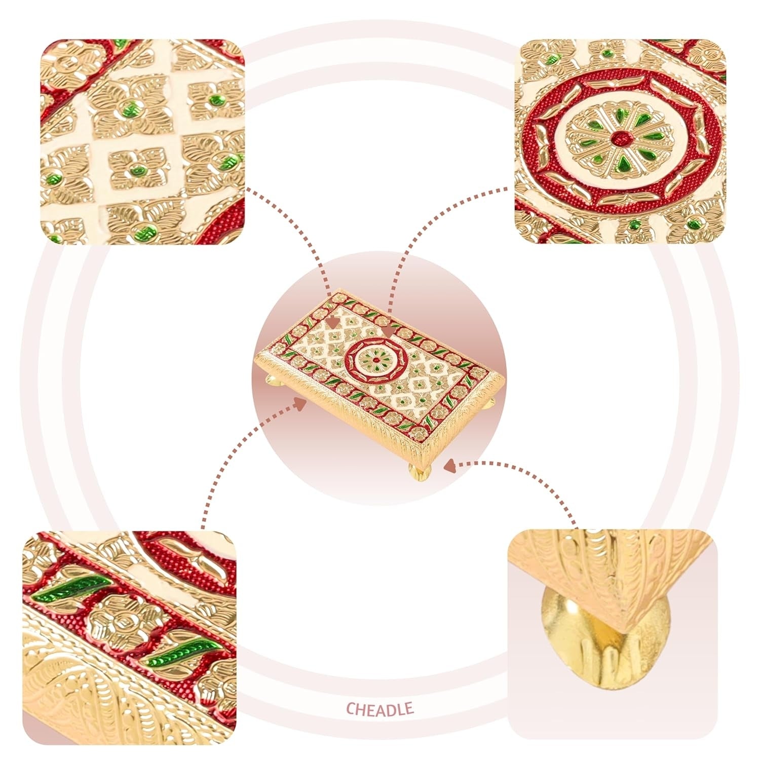 Puja Chowki Bajot| Wooden Choki For Sitting | Peeta For Home, living Room, Corner, Mandir Decoration & Gifts - 8 Inch - Apkamart