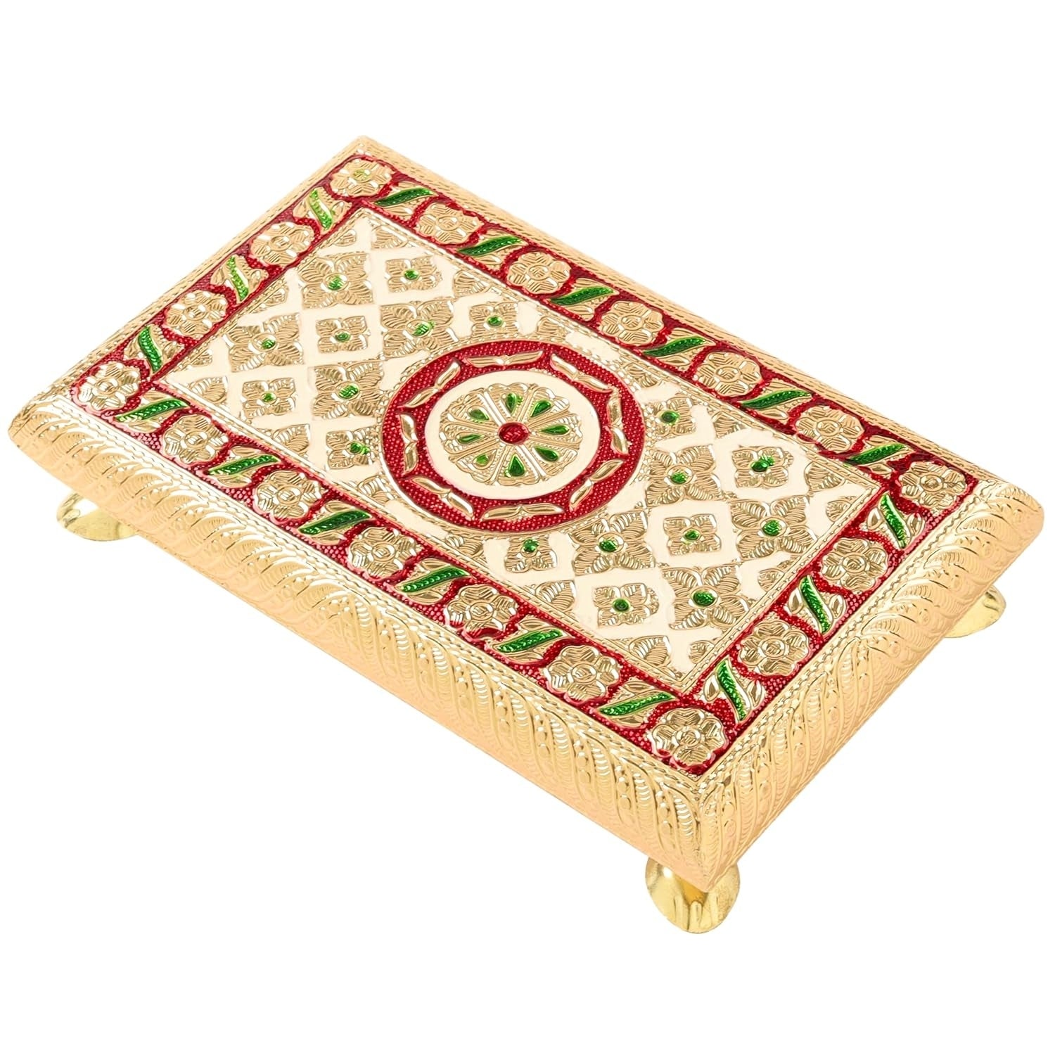 Puja Chowki Bajot| Wooden Choki For Sitting | Peeta For Home, living Room, Corner, Mandir Decoration & Gifts - 8 Inch - Apkamart