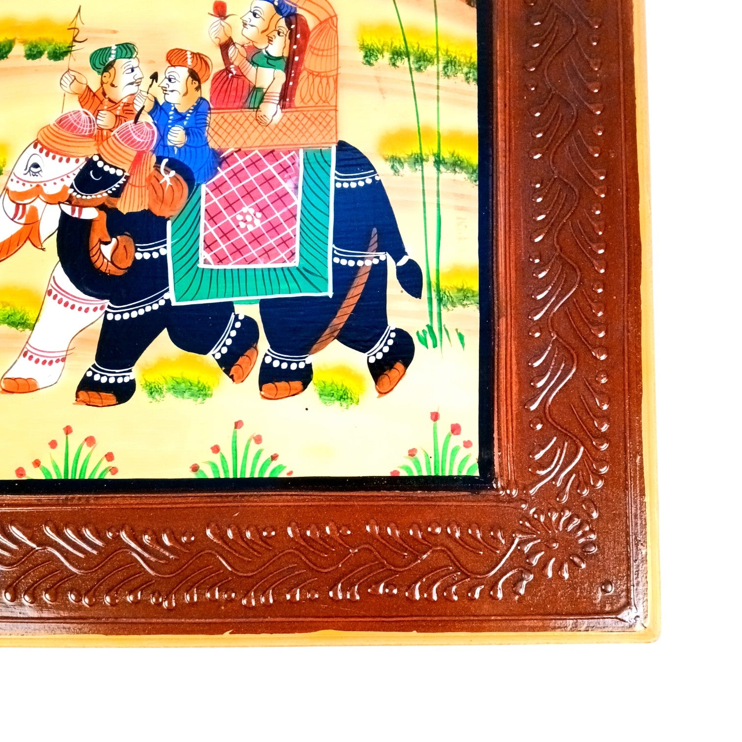 Chowki for Pooja | Handcrafted Wooden Platform for Temple, Home & Spiritual Decor | Traditional Decorative Bajot Patla for Idols & Festive Use - 16 Inch - Apkamart