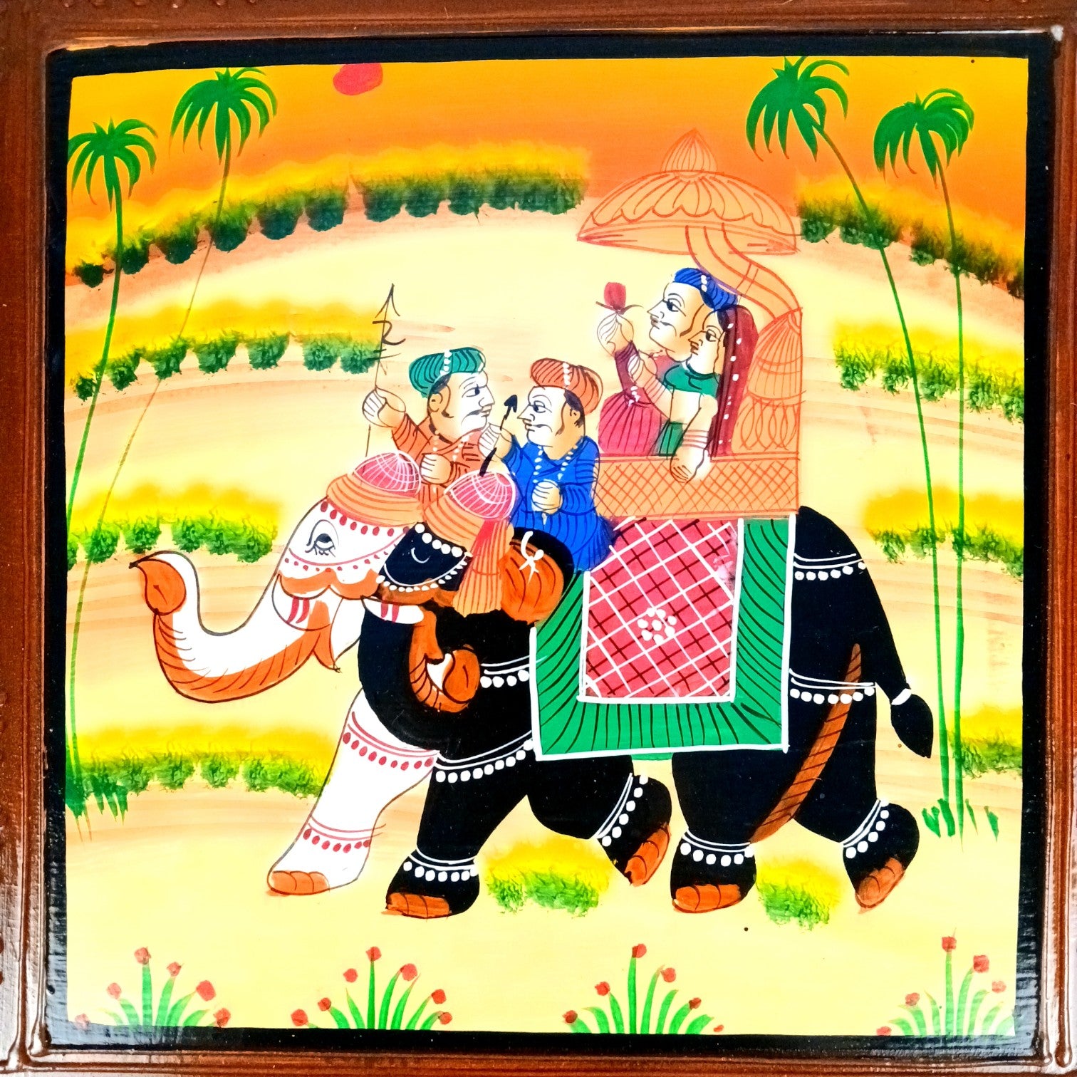 Chowki for Pooja | Handcrafted Wooden Platform for Temple, Home & Spiritual Decor | Traditional Decorative Bajot Patla for Idols & Festive Use - 16 Inch - Apkamart