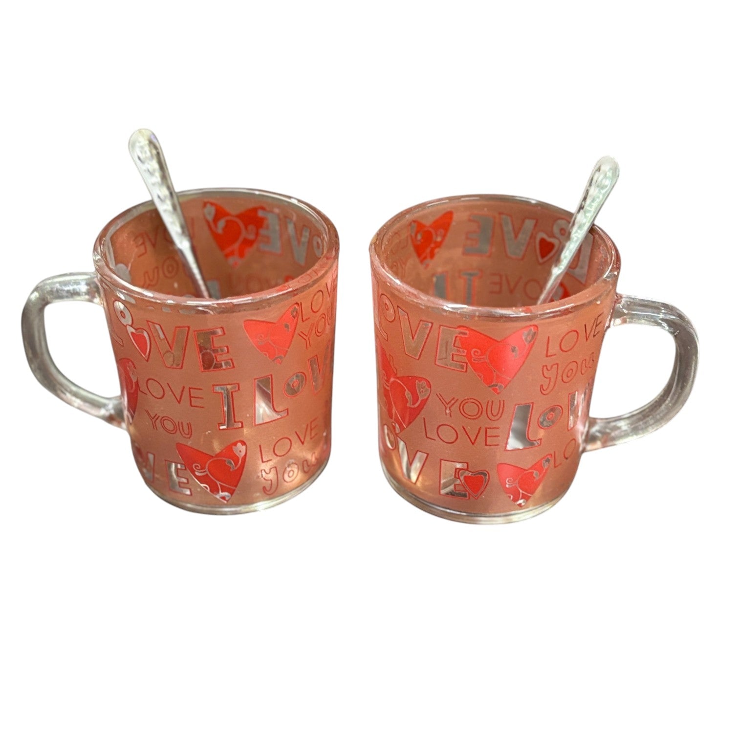 Coffee Mug with Spoon | Set of 2 Mugs With Spoons | Premium Transparent Glass Cup for Tea & Coffee | Heat-Resistant Mug for Home, Office & Cafe - 350ml - Apkamart