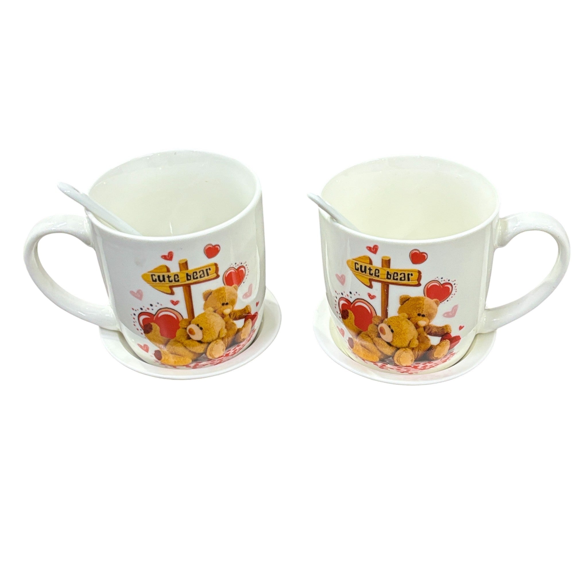 Bear Design Ceramic Coffee Mug with Spoon | Cute Ceramic Mug for Coffee, Tea & Milk | Gift for Friends, Kids & Loved Ones - 400ml - Apkamart