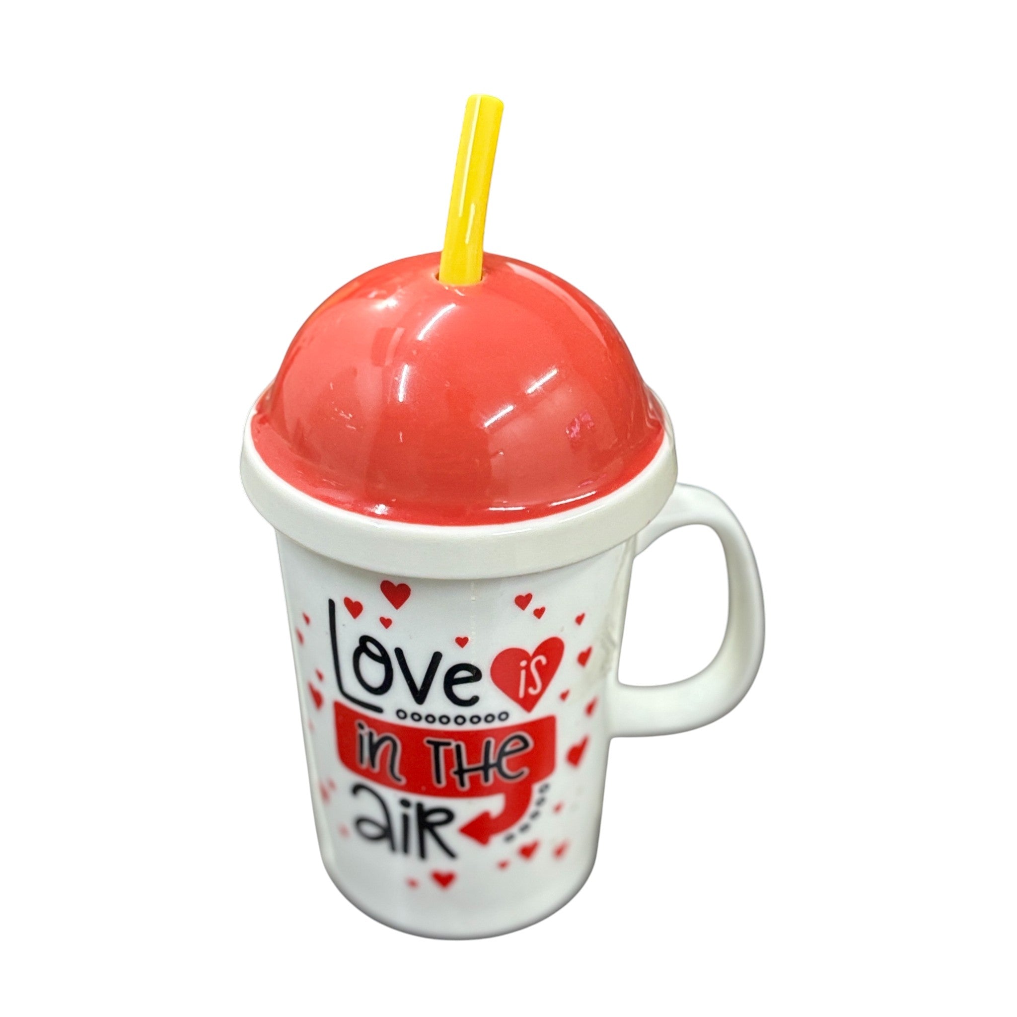 Coffee Mug with Straw | Stylish Ceramic Cup for Coffee, Milk & Juice | Modern Reusable Mug for Home, Office, Cafe | Eco-Friendly & Elegant Drinkware - 350ml - Apkamart