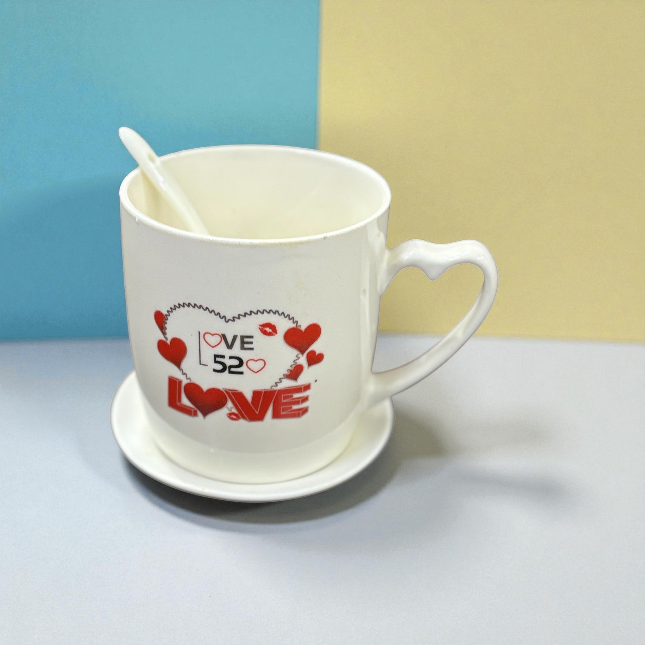 Coffee Mug with Spoon | Premium Stoneware Cup for Tea, Coffee & Hot Beverages | Elegant Mug for Home, Office & Gifting - 350ml - Apkamart