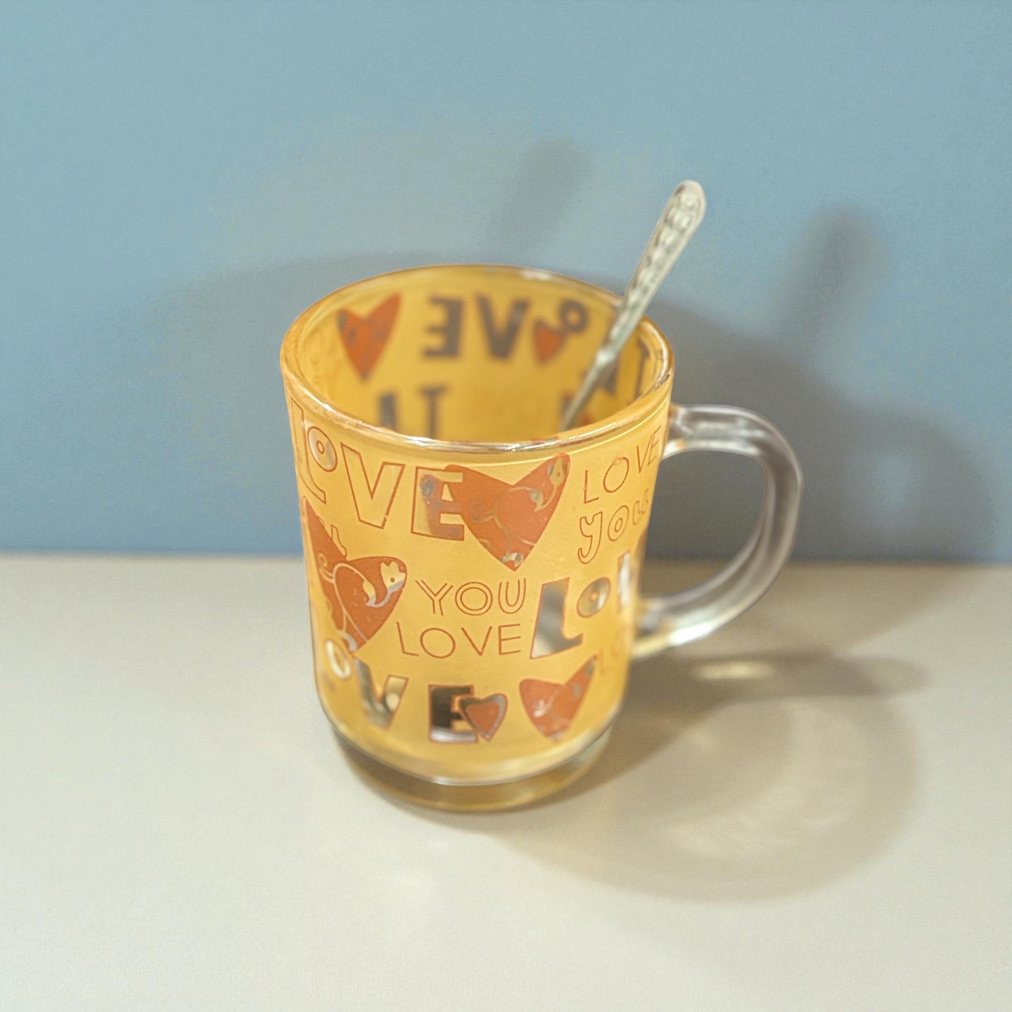 Coffee Mug with Spoon | Premium Transparent Glass Cup for Tea & Coffee | Heat-Resistant Mug for Home, Office & Cafe | Stylish Gift for Him & Her - 350ml - Apkamart