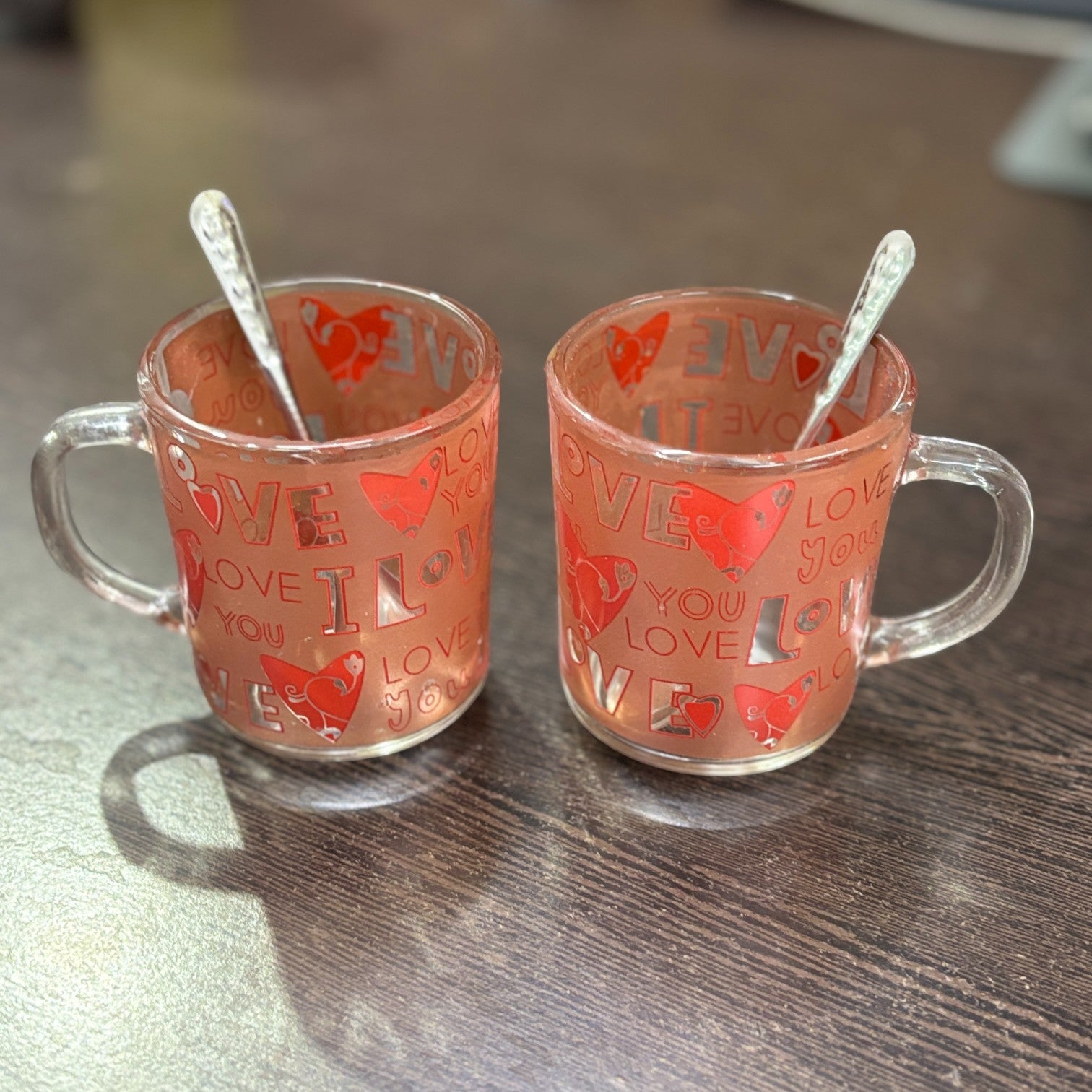 Coffee Mug with Spoon | Set of 2 Mugs With Spoons | Premium Transparent Glass Cup for Tea & Coffee | Heat-Resistant Mug for Home, Office & Cafe - 350ml - Apkamart