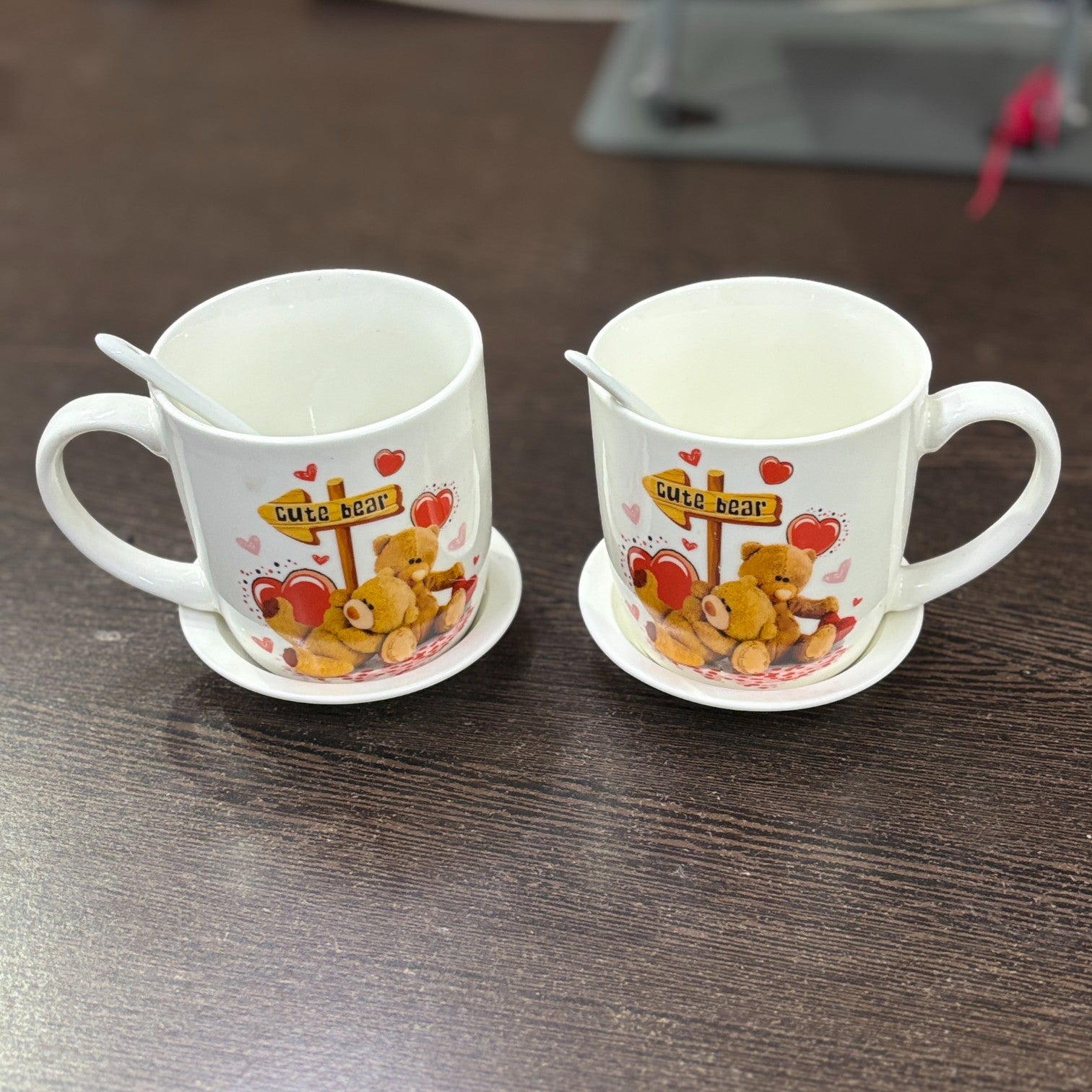 Bear Design Ceramic Coffee Mug with Spoon | Cute Ceramic Mug for Coffee, Tea & Milk | Gift for Friends, Kids & Loved Ones - 400ml - Apkamart