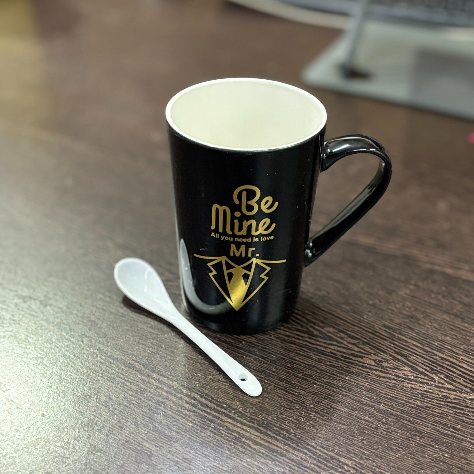 Coffee Mug With Spoon | Be Mine Design Tea Cup & Mug for Best Friend, Girls, Boys, Friends | Perfect Birthday, Anniversary & Valentine’s Day Gift - 400ml - Apkamart