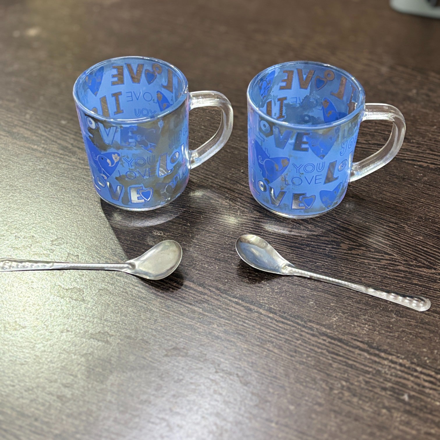 Coffee Mug with Spoon | Set of 2 Mugs With Spoons Glass Cup for Tea & Coffee | Heat-Resistant Mug for Home, Office & Café | Stylish Gift for Him & Her - 350ml - Apkamart