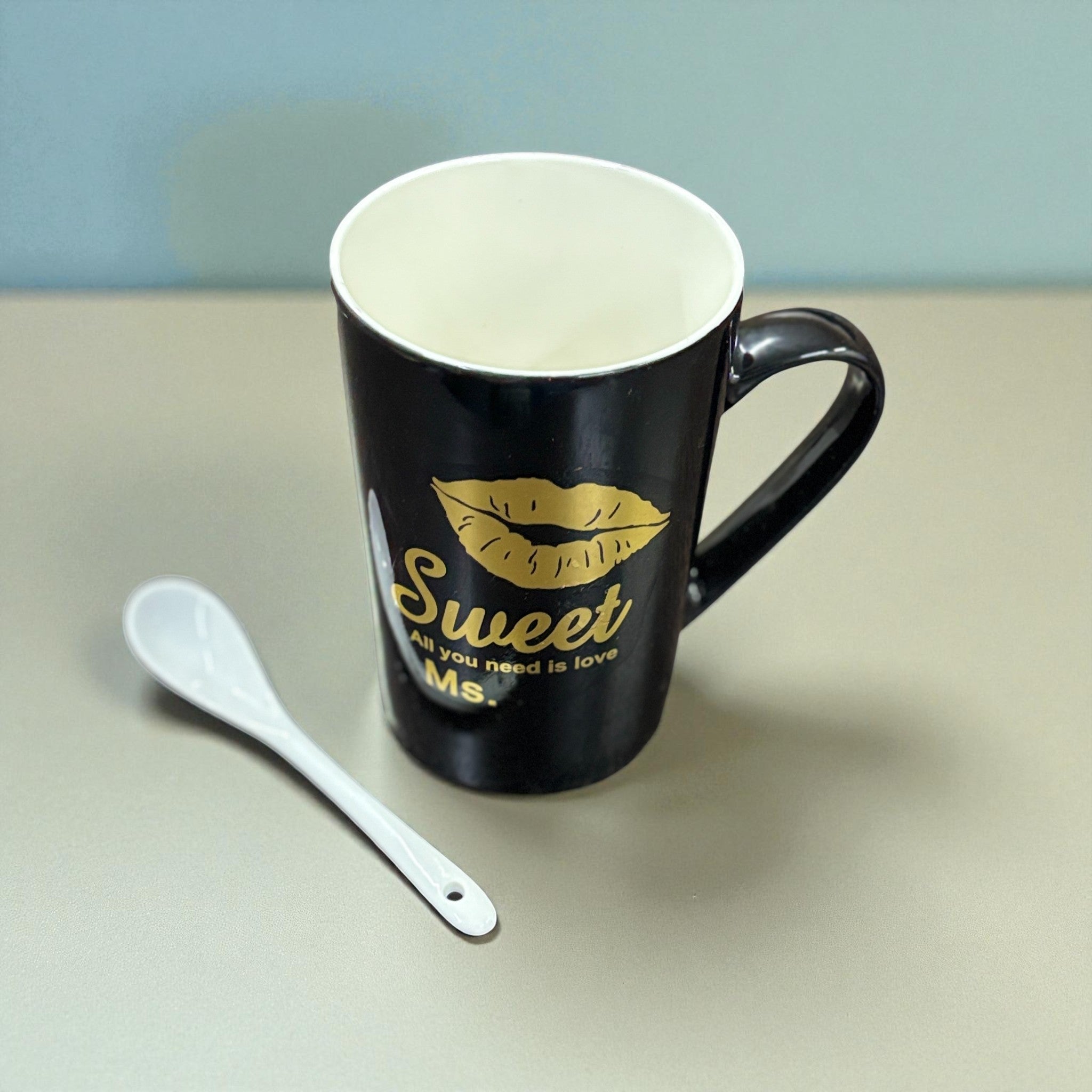 Coffee Mug With Spoon | Ceramic Tea Cup & Mug for Best Friend, Girls, Boys, Friends | Perfect Birthday, Anniversary & Valentine’s Day Gift - 400ml - Apkamart