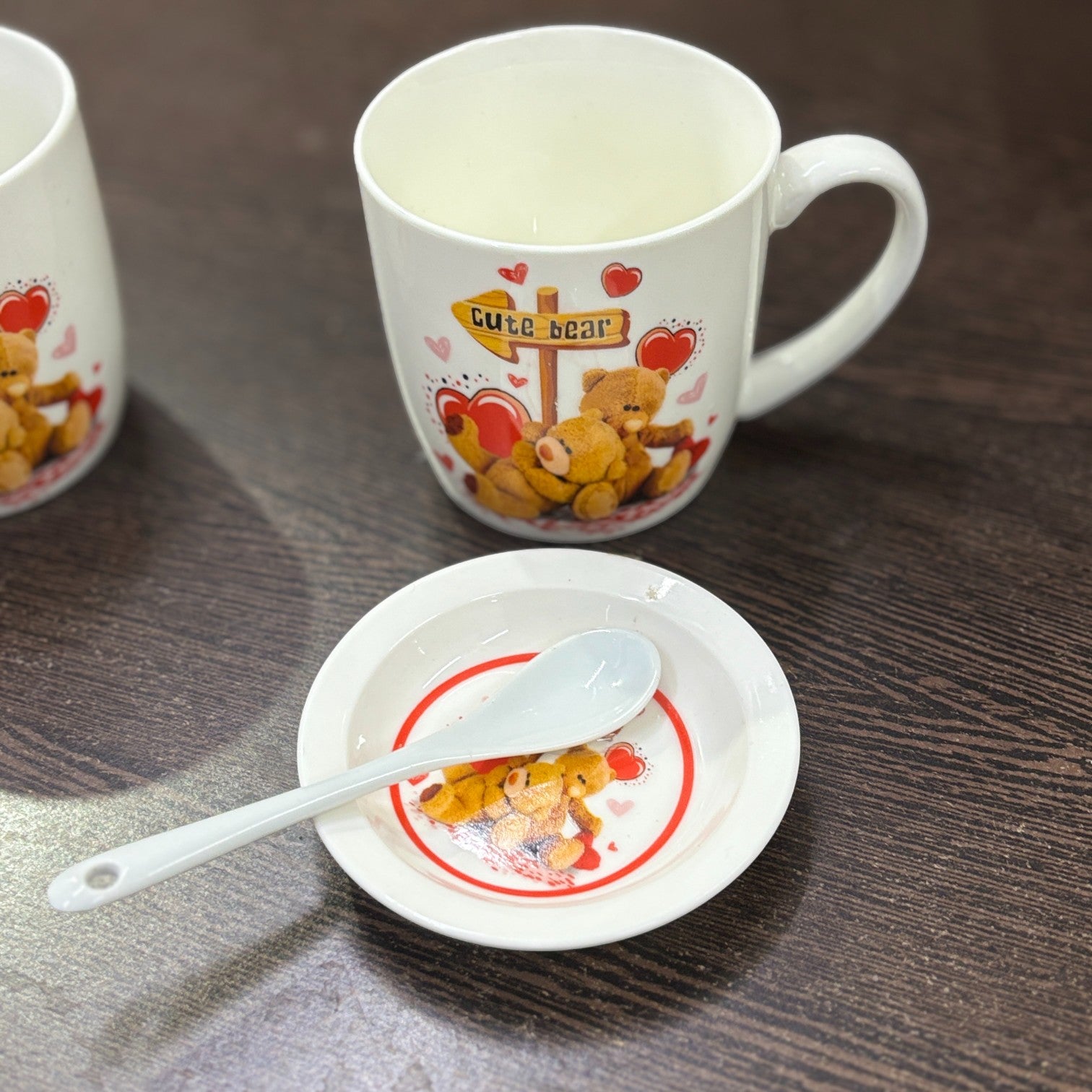 Bear Design Ceramic Coffee Mug with Spoon | Cute Ceramic Mug for Coffee, Tea & Milk | Gift for Friends, Kids & Loved Ones - 400ml - Apkamart