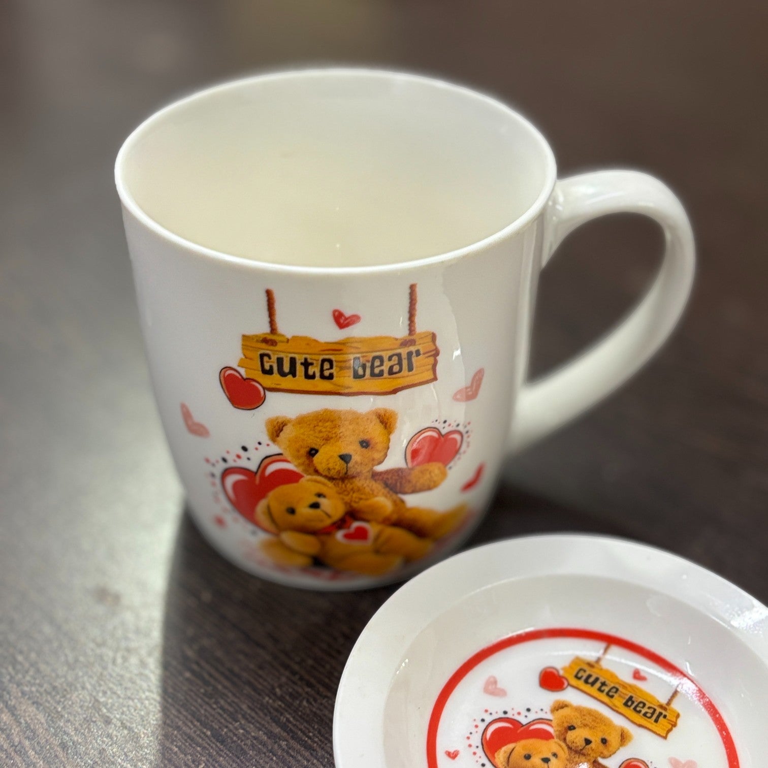 Bear Design Ceramic Coffee Mug with Spoon | Cute Ceramic Mug for Coffee, Tea & Milk | Gift for Friends, Kids & Loved Ones - 350ml - Apkamart